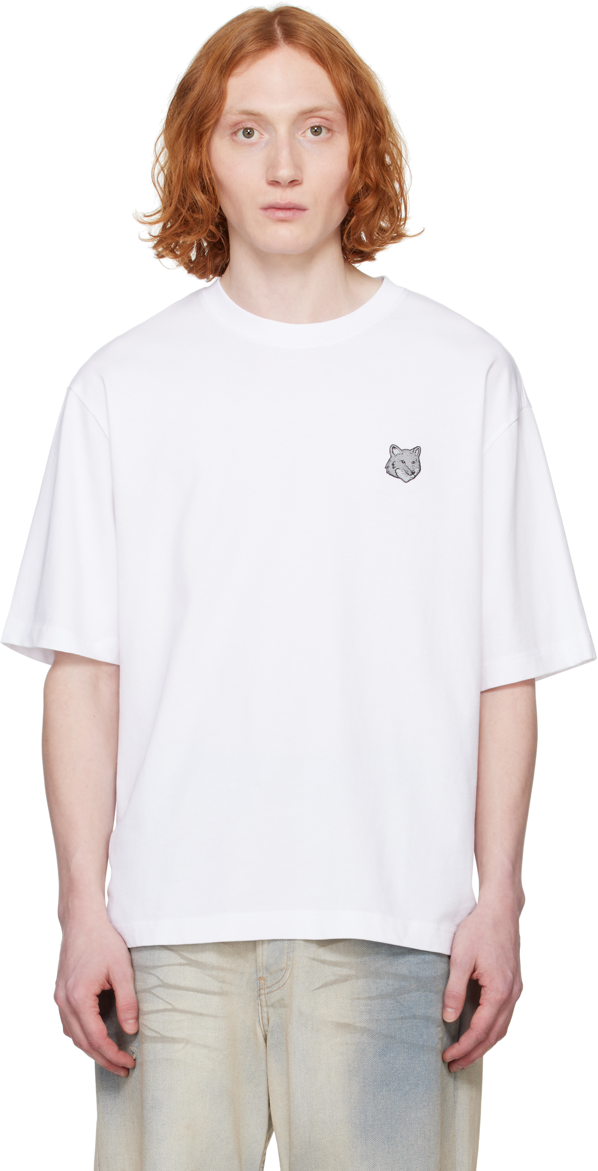 Maison Kitsuné White Bold Fox Head Patch Oversize T-shirt