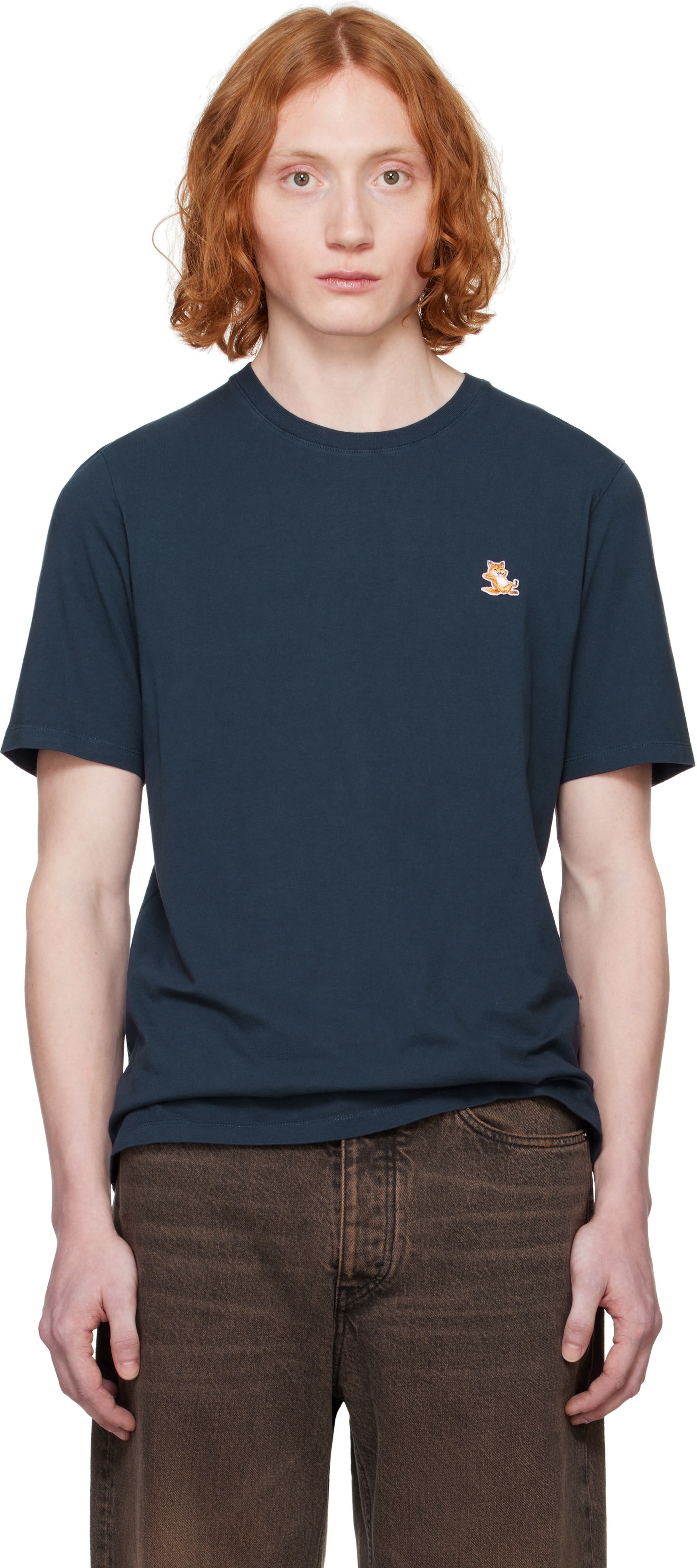 ★関税込★Maison Kitsune★Chillax Fox Patch Classic T Navy CHILLAX FOX PATCH REGULAR TEE-SHIRT | Maison Kitsuné