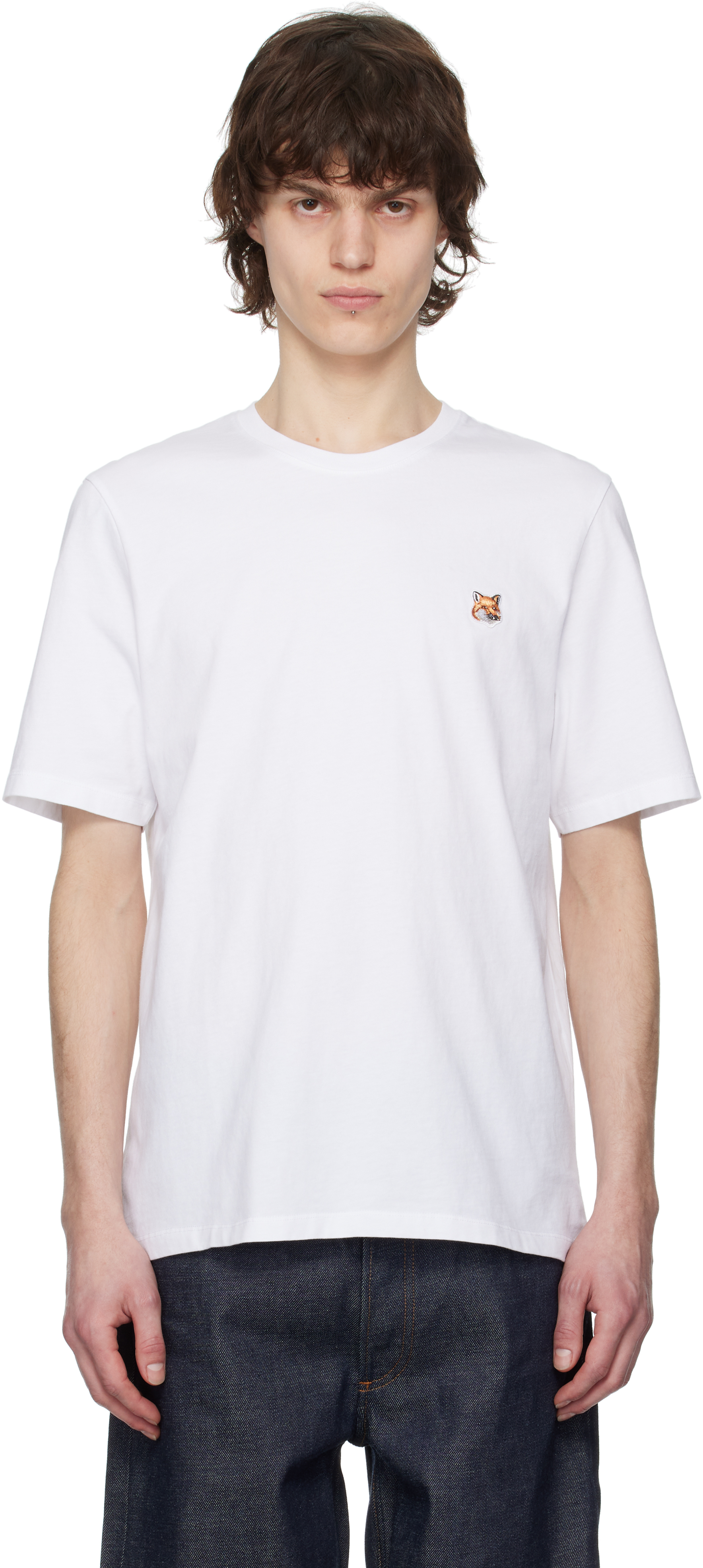 White Fox Head Patch Regular T-shirt by Maison Kitsuné on Sale