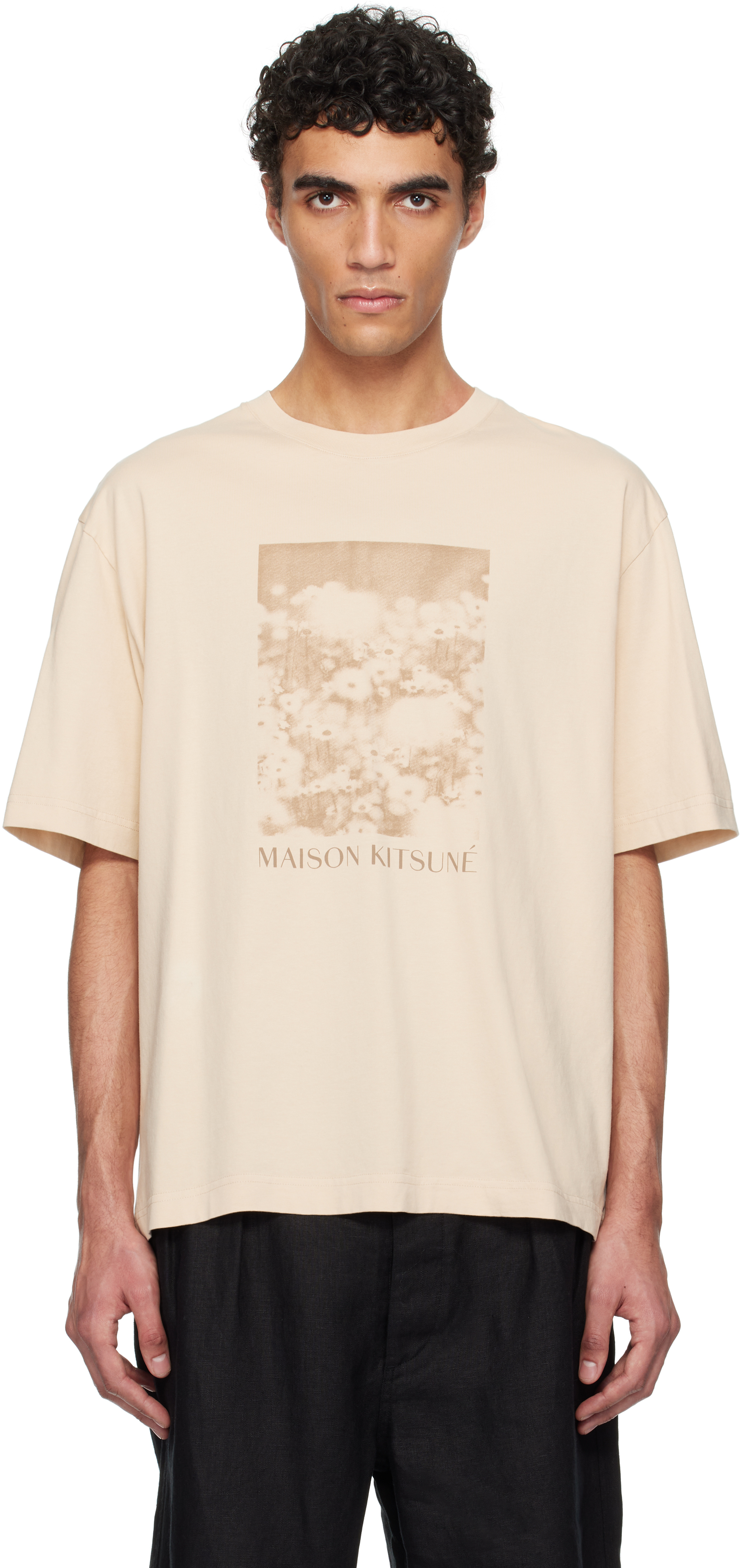 Beige Daisy Field Oversize T-shirt