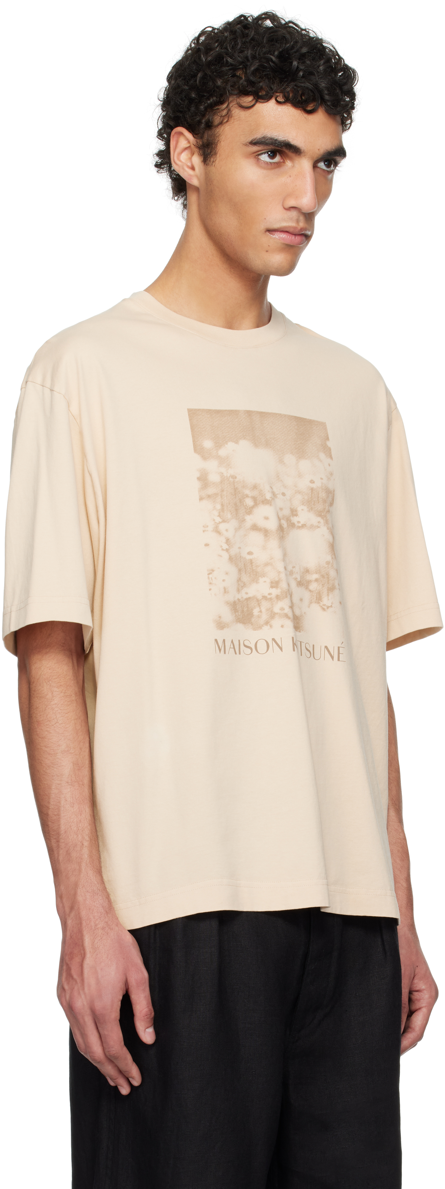 Maison Kitsuné Beige Daisy Field Oversize T-shirt In P213
