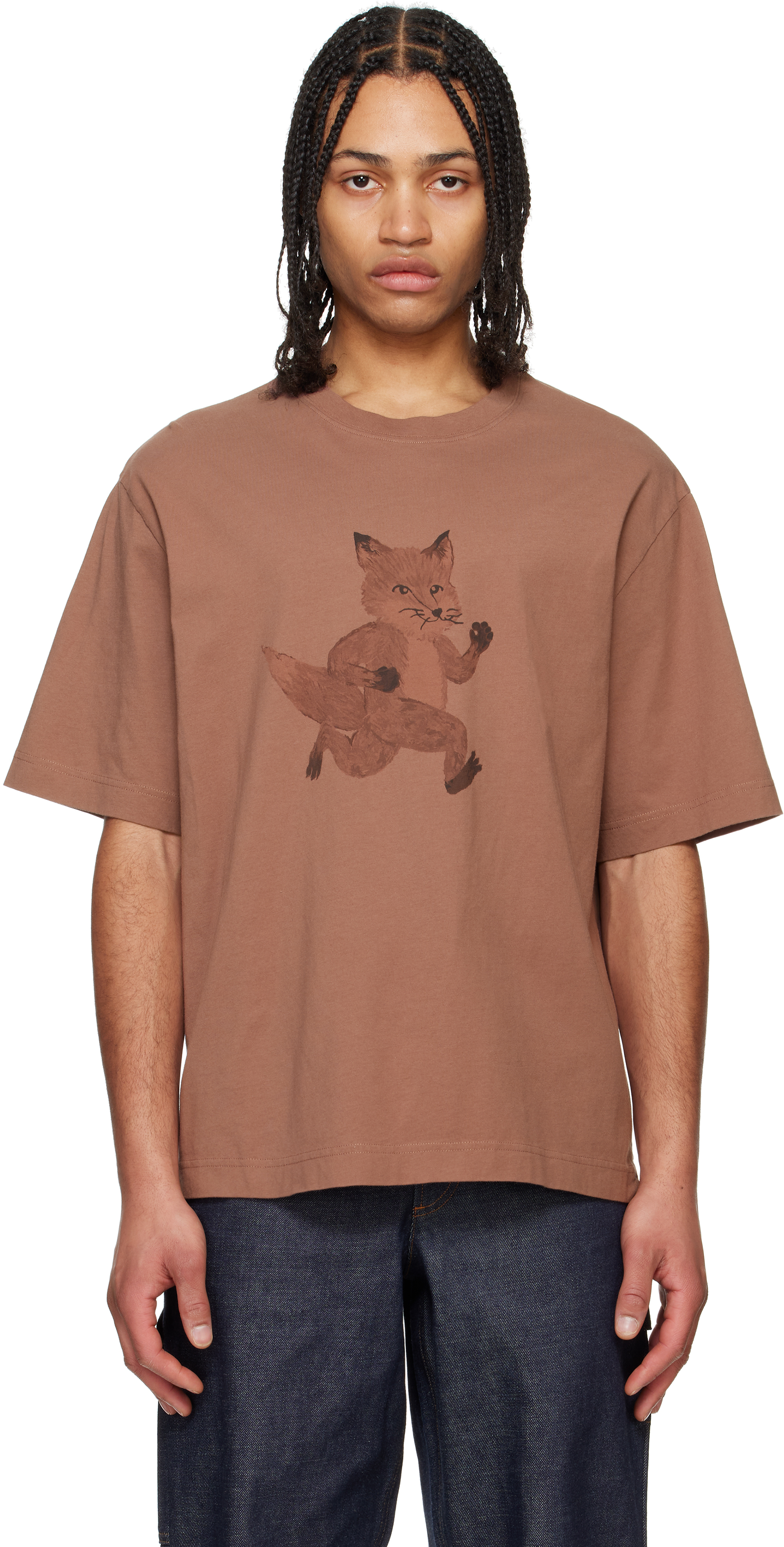 Tシャツ・カットソー Maison Kitsune Speedy Fox Print Oversize Tee BRUNETTE Brown Speedy Fox Print Oversize T-shirt by Maison Kitsuné on