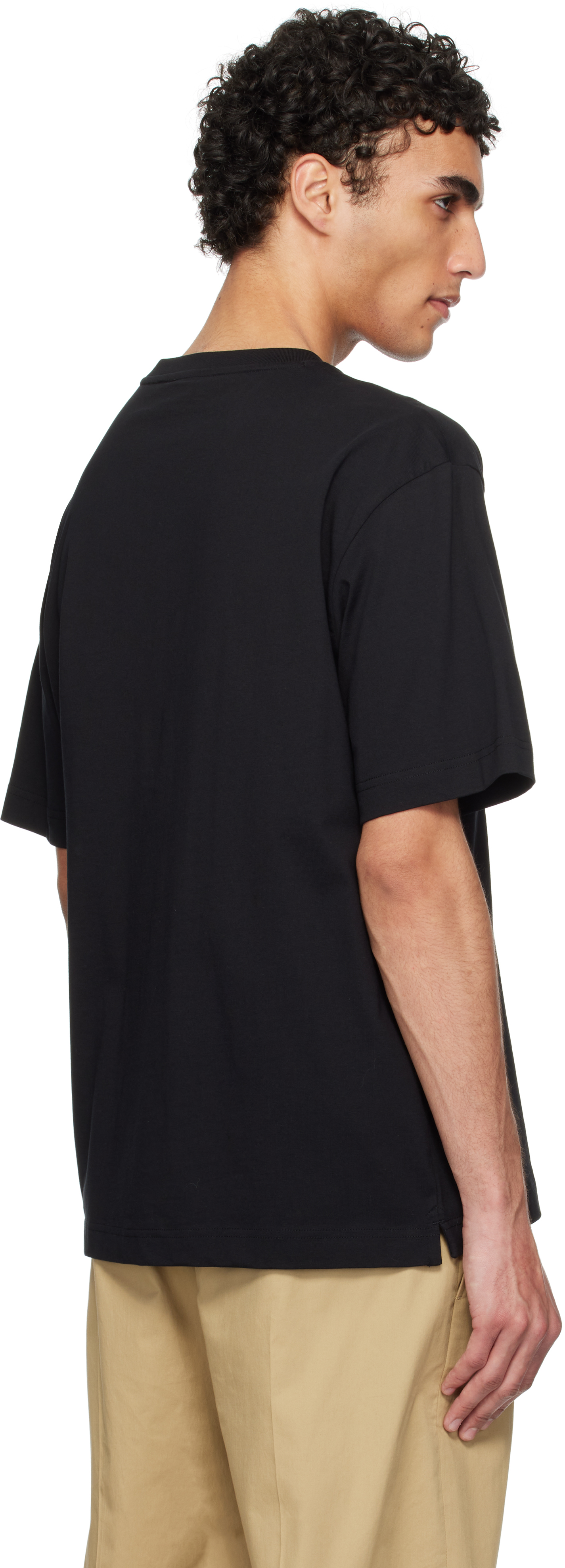 MAISON KITSUNÉ BLACK EMBOSSED PROFILE FOX OVERSIZE T-SHIRT
