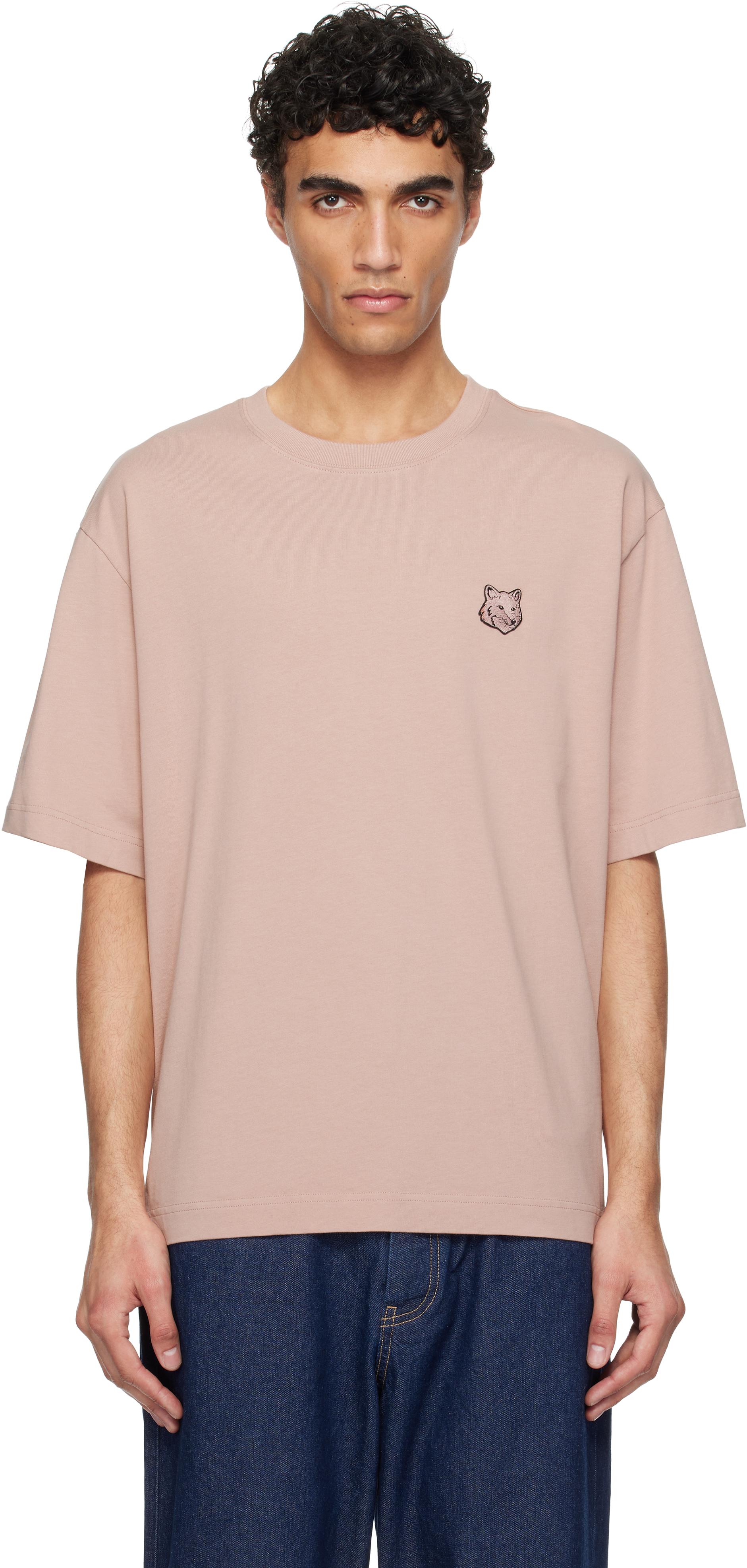 Pink Bold Fox Head Patch Oversize T-shirt by Maison Kitsuné