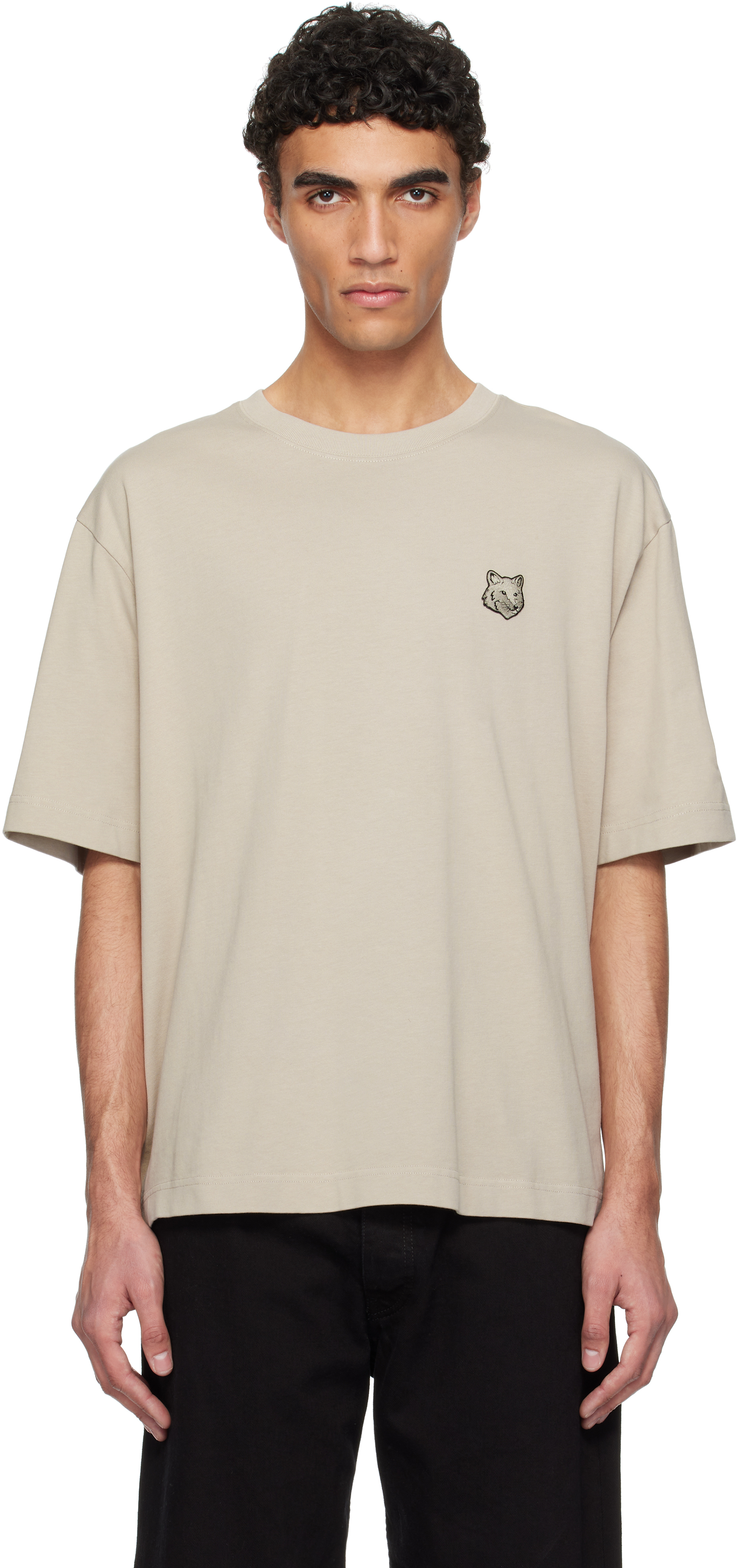 Maison Kitsuné: Off-White Bold Fox Head Patch Oversize T Maison Kitsuné: Off-White Bold Fox Head Patch Oversize T