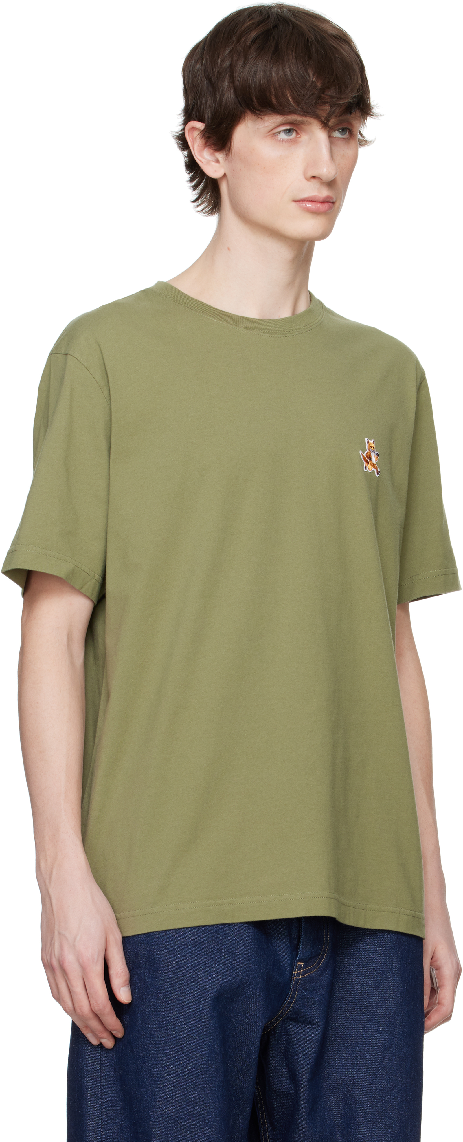 Shop Maison Kitsuné Green Speedy Fox Patch Comfort T-shirt In 0079 Bay Leaf
