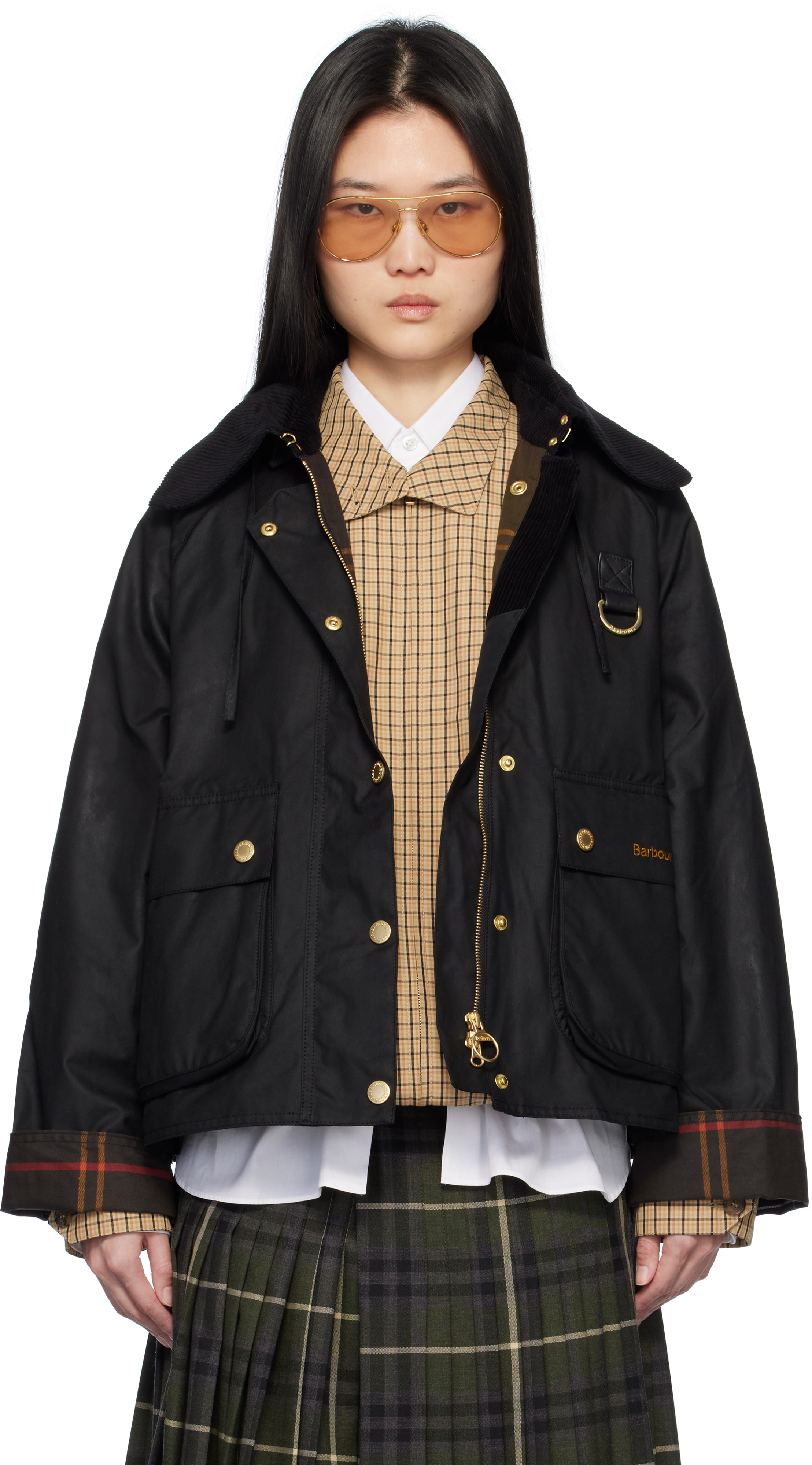 Barbour: Black Reighton Spey Waxed Jacket | SSENSE