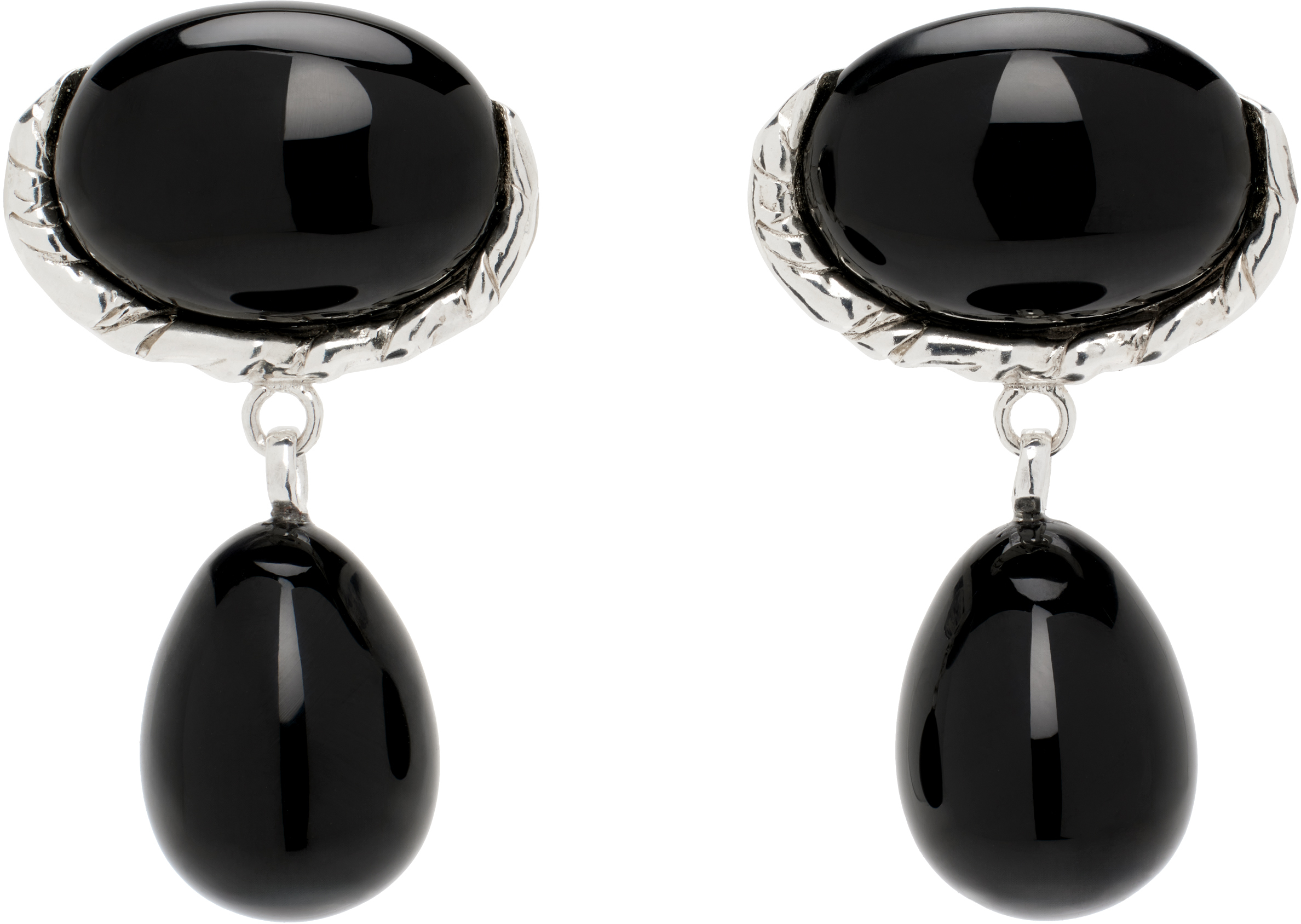 Silver & Black Embleme Onyx Earrings