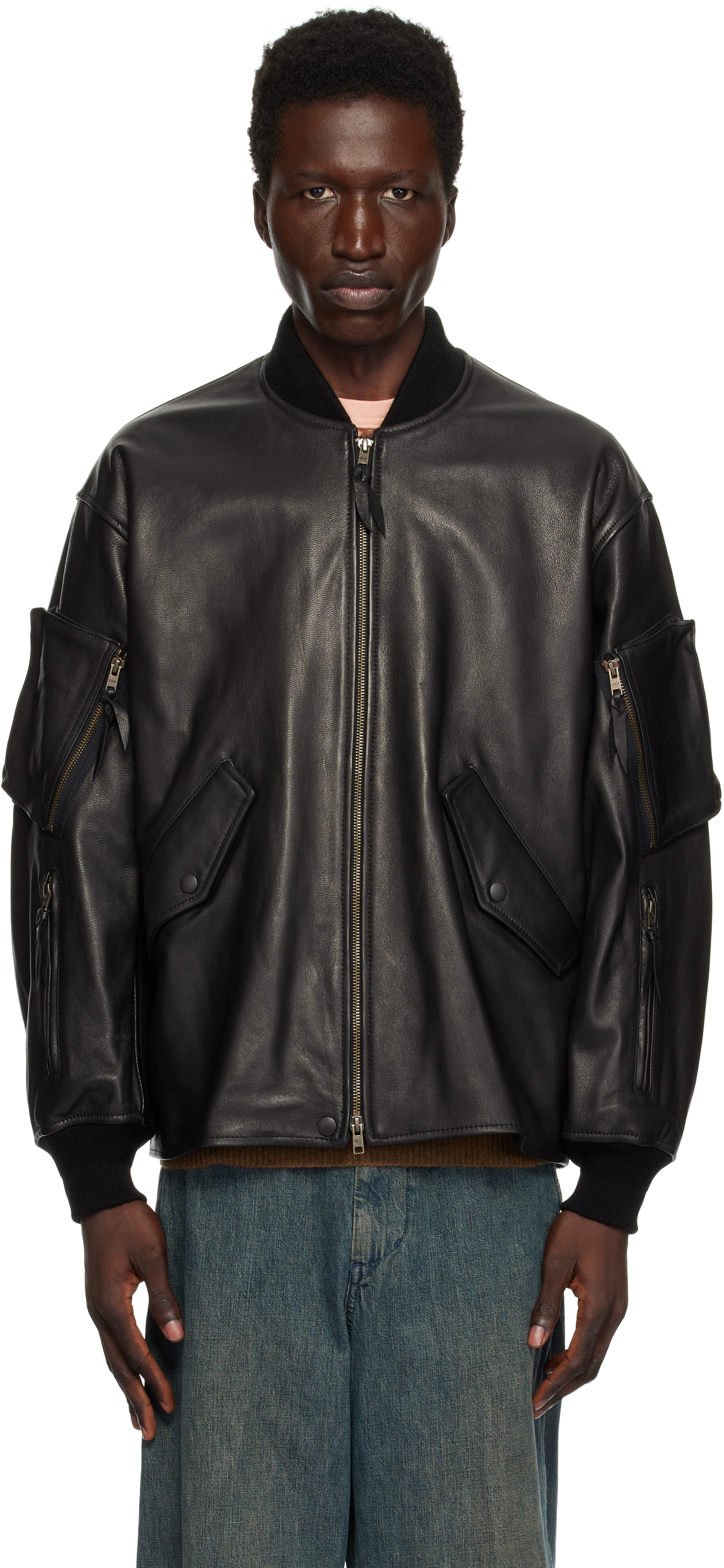 Black MIL Flight Leather Jacket