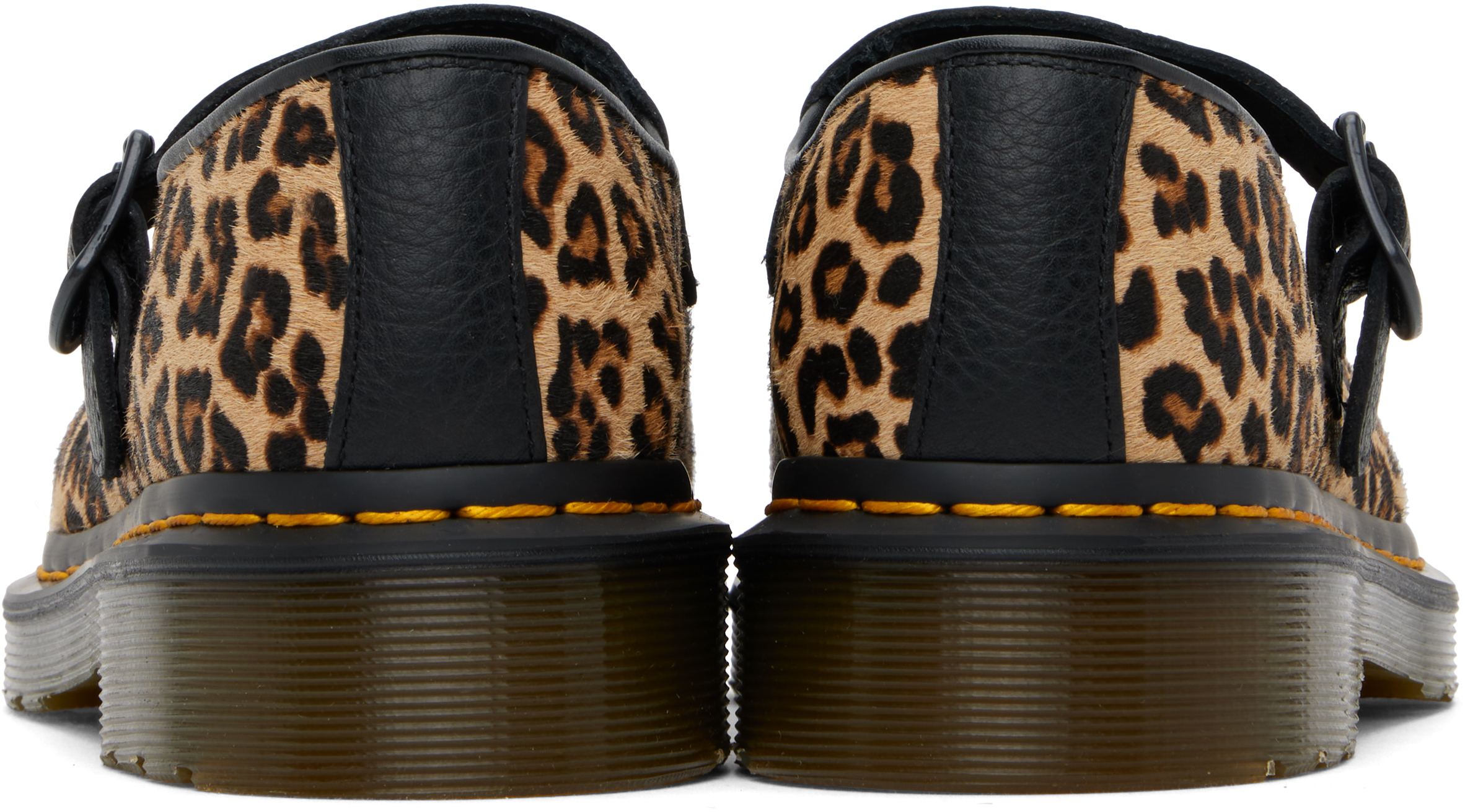 Dr. Martens' Ballerine Mary Jane Elphie Light Tan Mini Leopard In Mini Leopard Spot