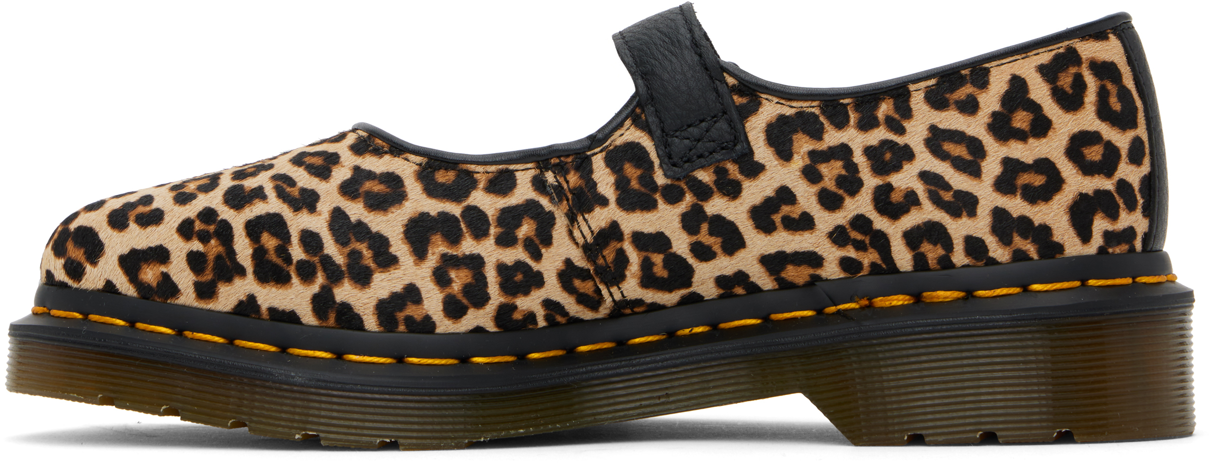 Dr. Martens' Ballerine Mary Jane Elphie Light Tan Mini Leopard In Mini Leopard Spot