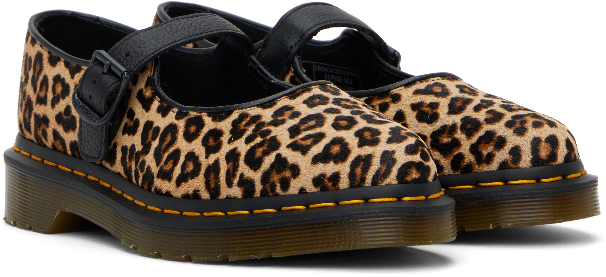 Dr. Martens' Ballerine Mary Jane Elphie Light Tan Mini Leopard In Mini Leopard Spot