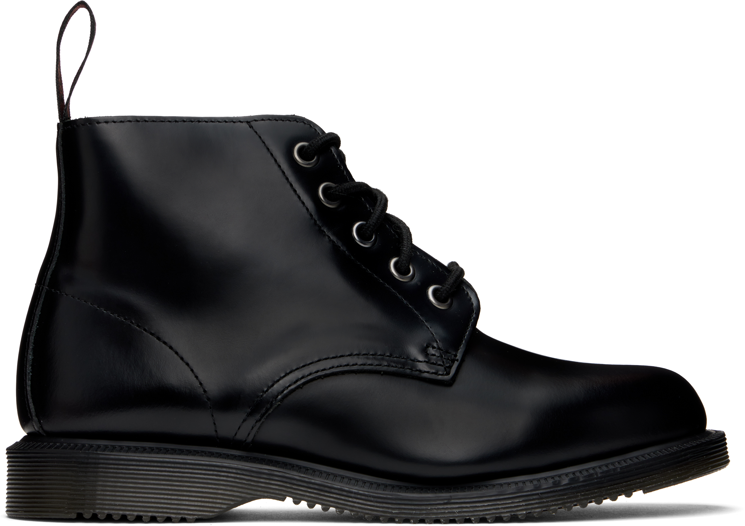 Black Emmeline Smooth Lace Up Boots