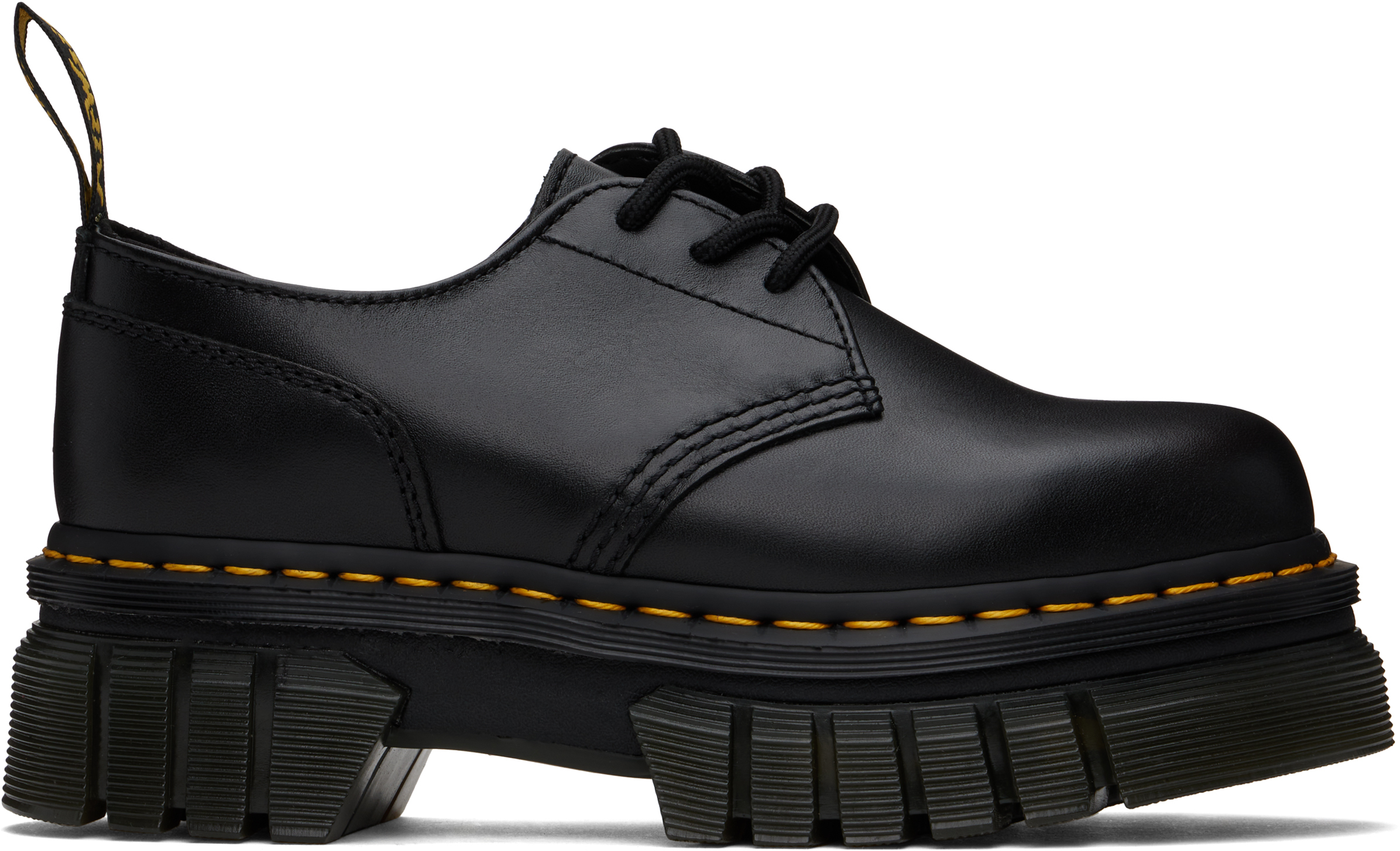 Shop Dr. Martens' Black Audrick Nappa Leather Platform Derbys In Black Nappa Lux