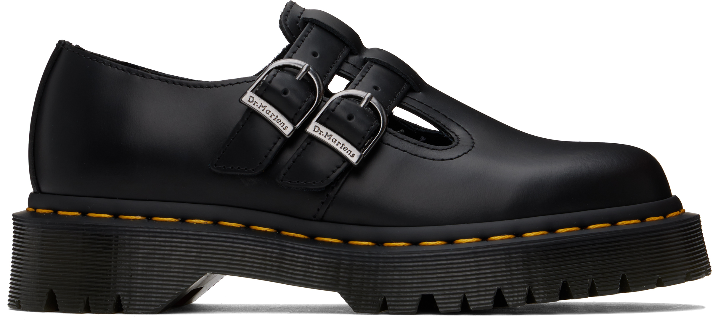 Shop Dr. Martens' Black 8065 Ii Bex Smooth Leather Platform Mary Jane Loafers