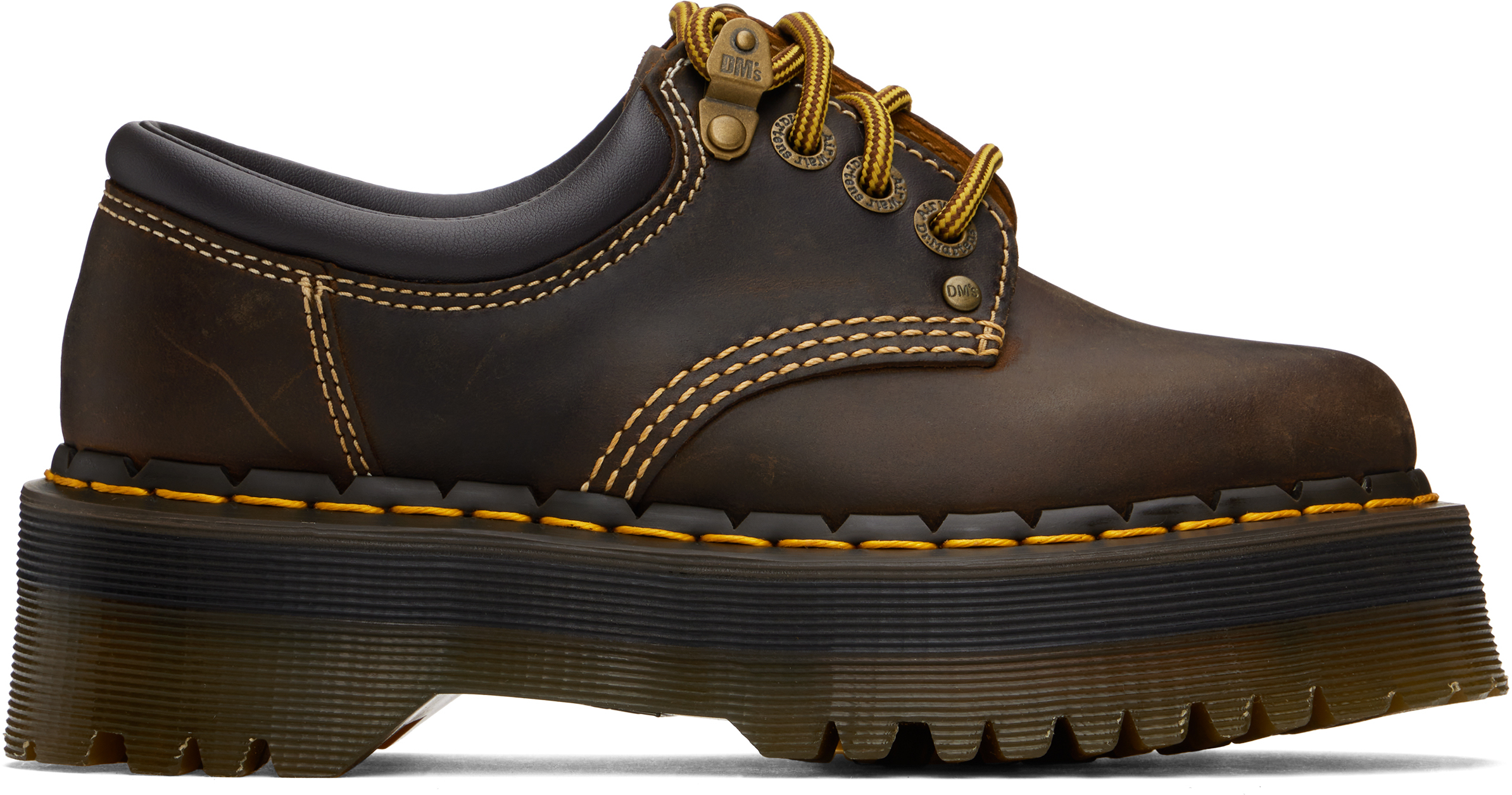 Shop Dr. Martens' Brown 8053 Arc Crazy Horse Leather Platform Casual Derbys In Dark Brown/crazy Hor