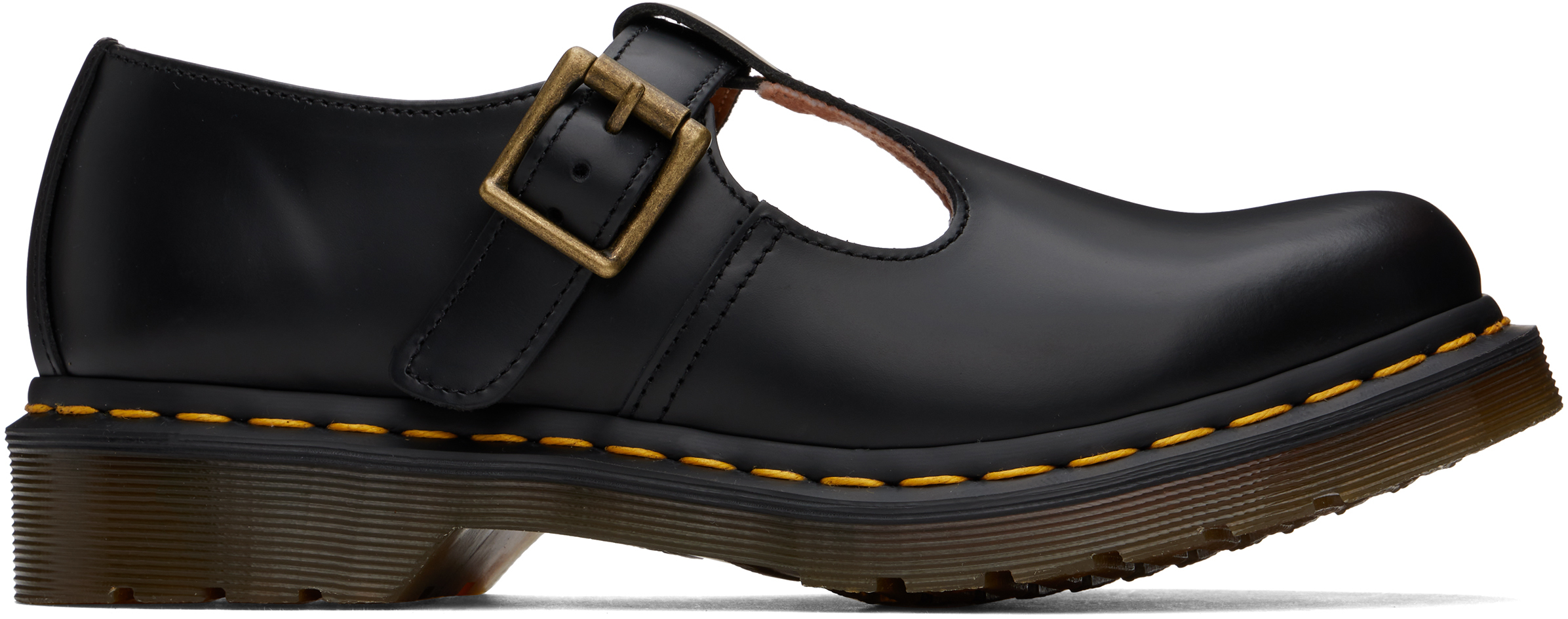 Shop Dr. Martens' Black Polley Smooth Leather Mary Jane Loafers