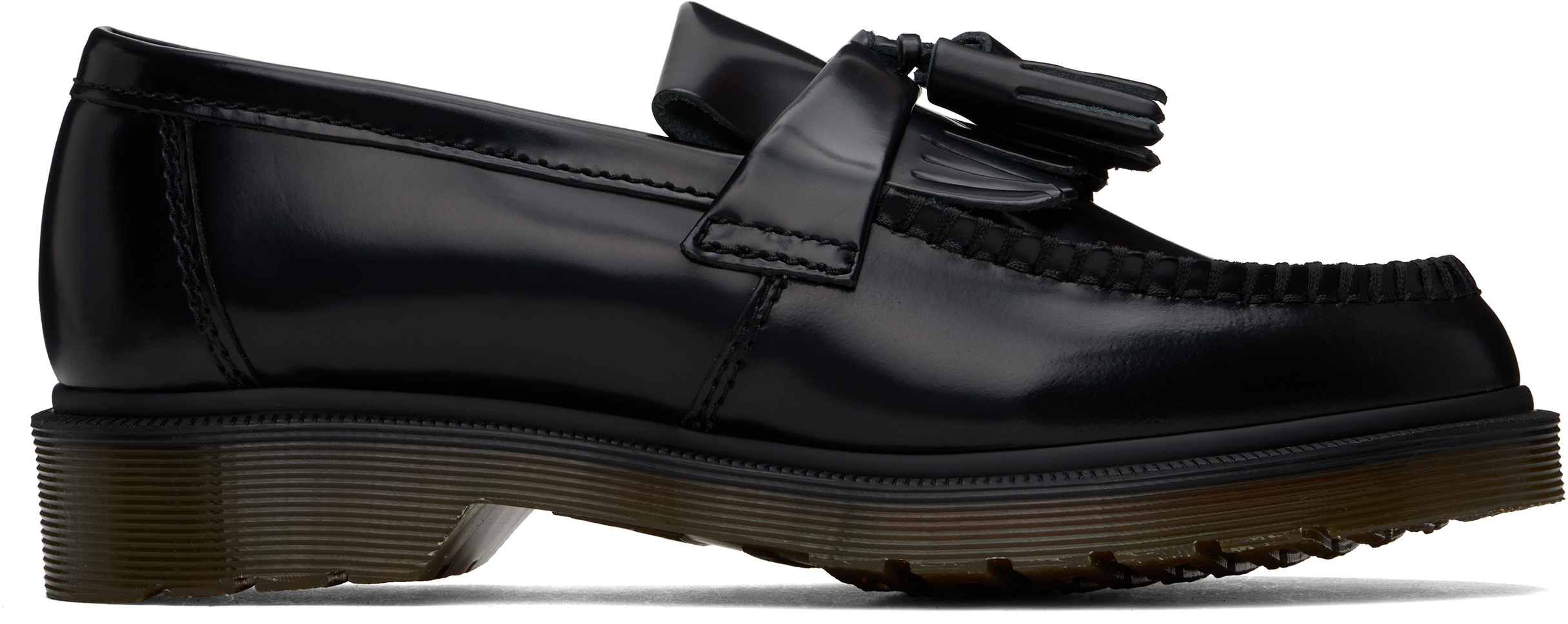 Black Adrian Smooth Leather Tassel Loafers