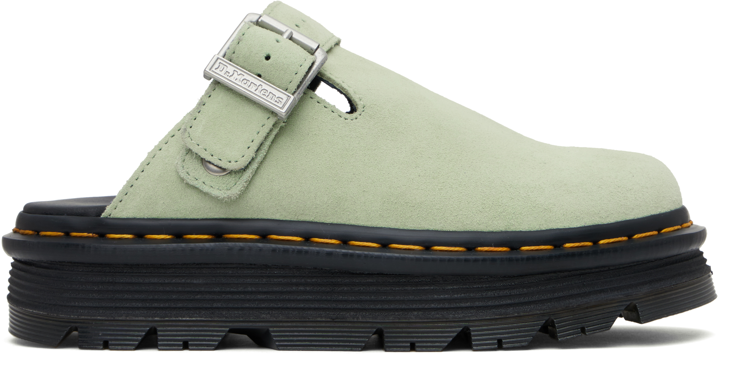 Dr.Martens グリーン スエード プラットフォーム スリッポン Dr. Martensのグリーン Zebzag スエード スリングバック