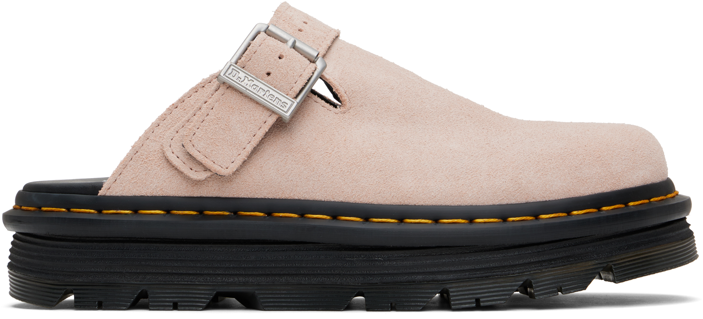 DR. MARTENS' PINK ZEBZAG SUEDE SLINGBACK PLATFORM LOAFERS