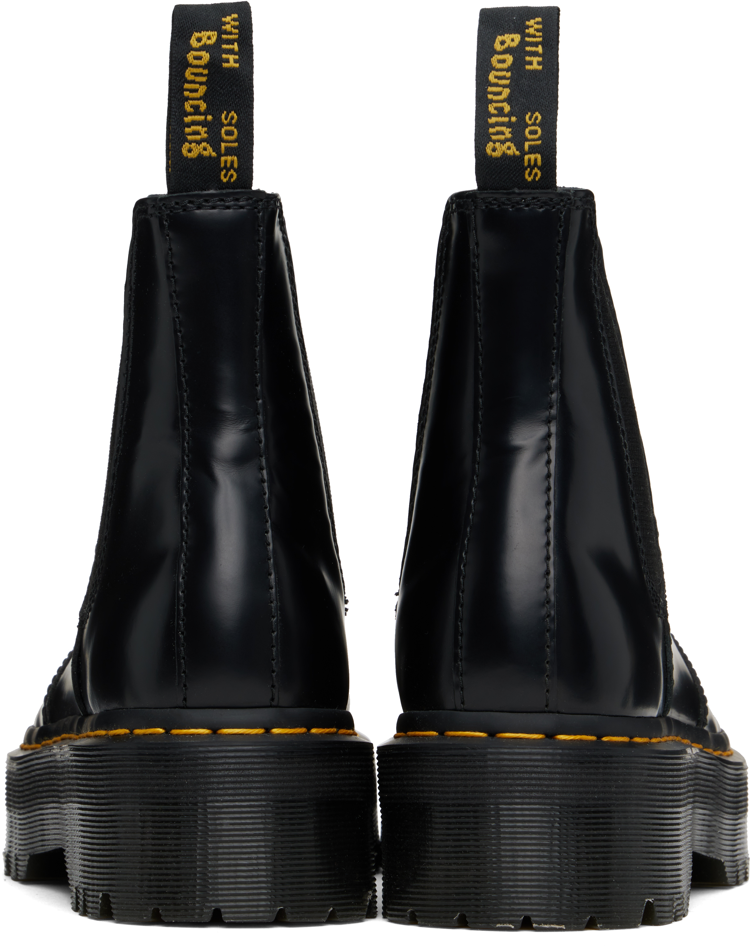 Dr. Martens' Black 2976 Polished Smooth Platform Chelsea Boots In Black Polished Smoot
