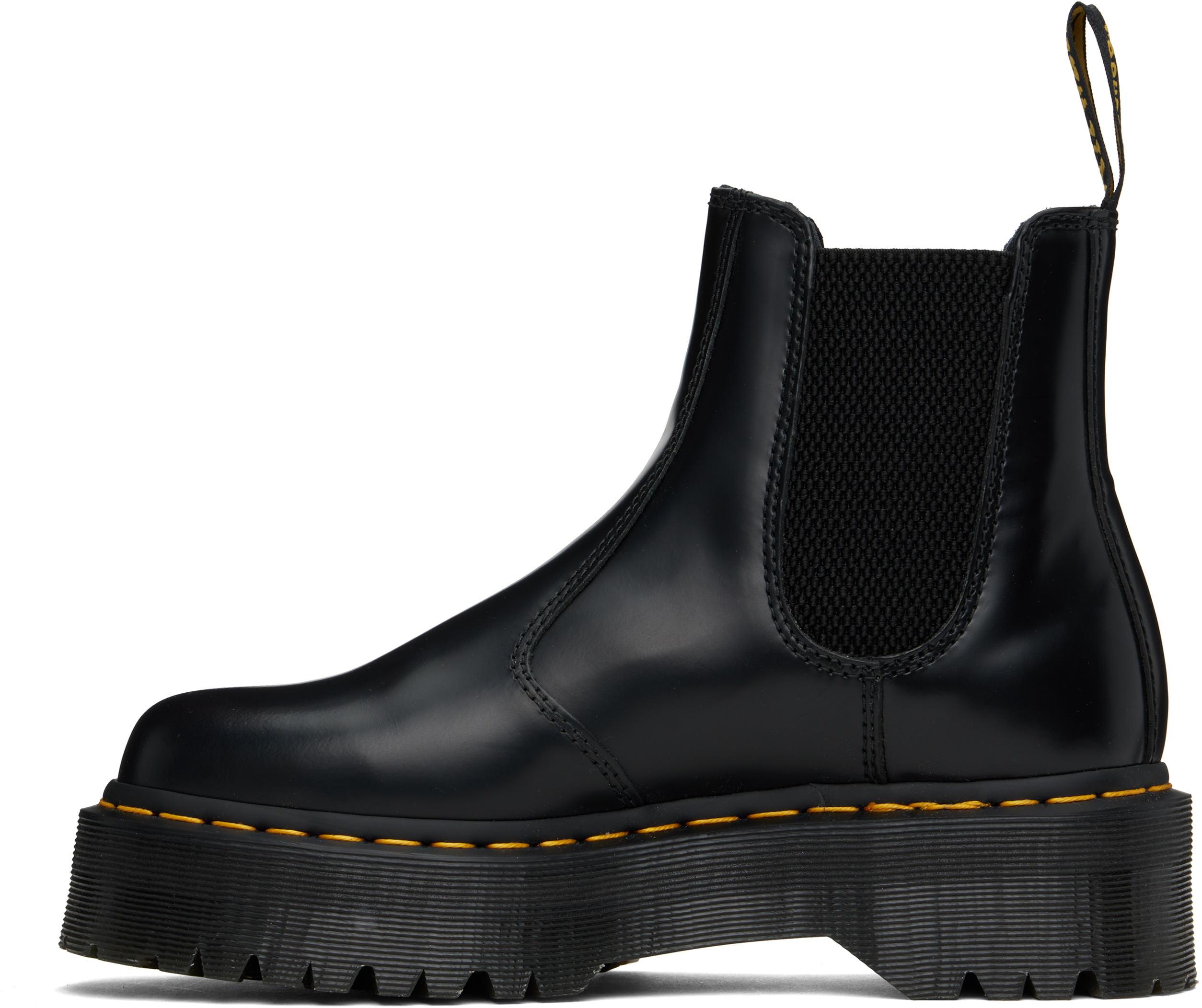 Dr. Martens' Black 2976 Polished Smooth Platform Chelsea Boots In Black Polished Smoot