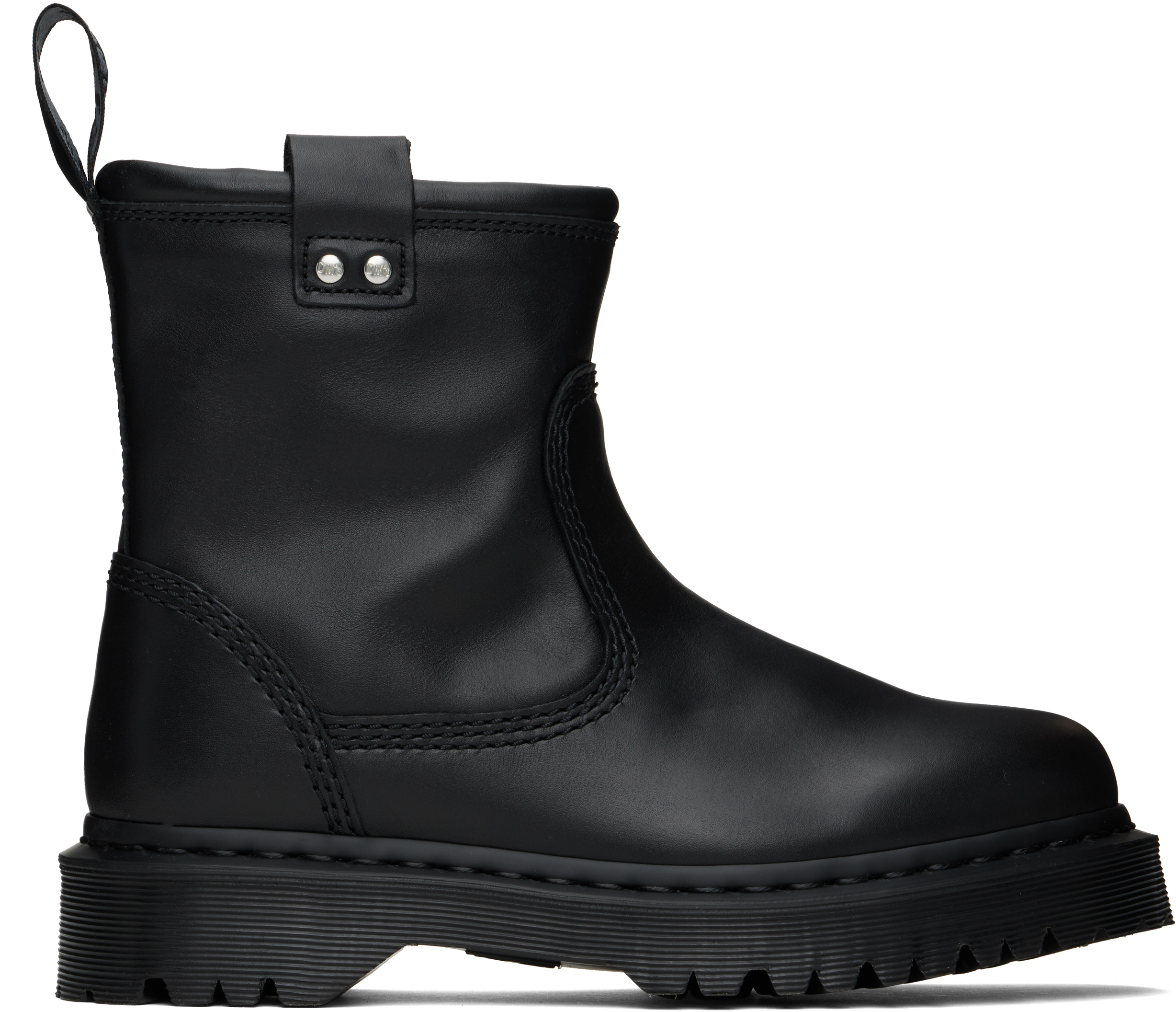 Dr. Martens: ブラック Anistone Lo レザー ブーツ | SSENSE 日本