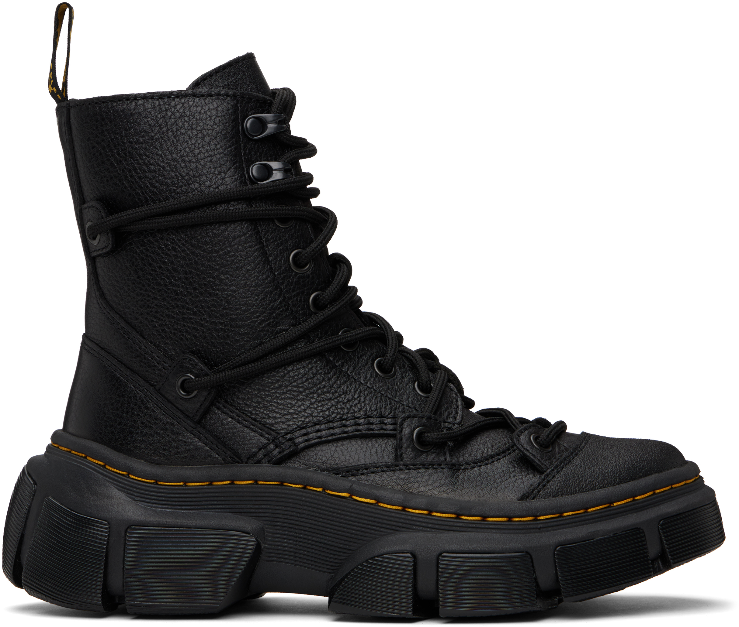 Black DMXL 8-Eye Leather Boots by Dr. Martens on Sale