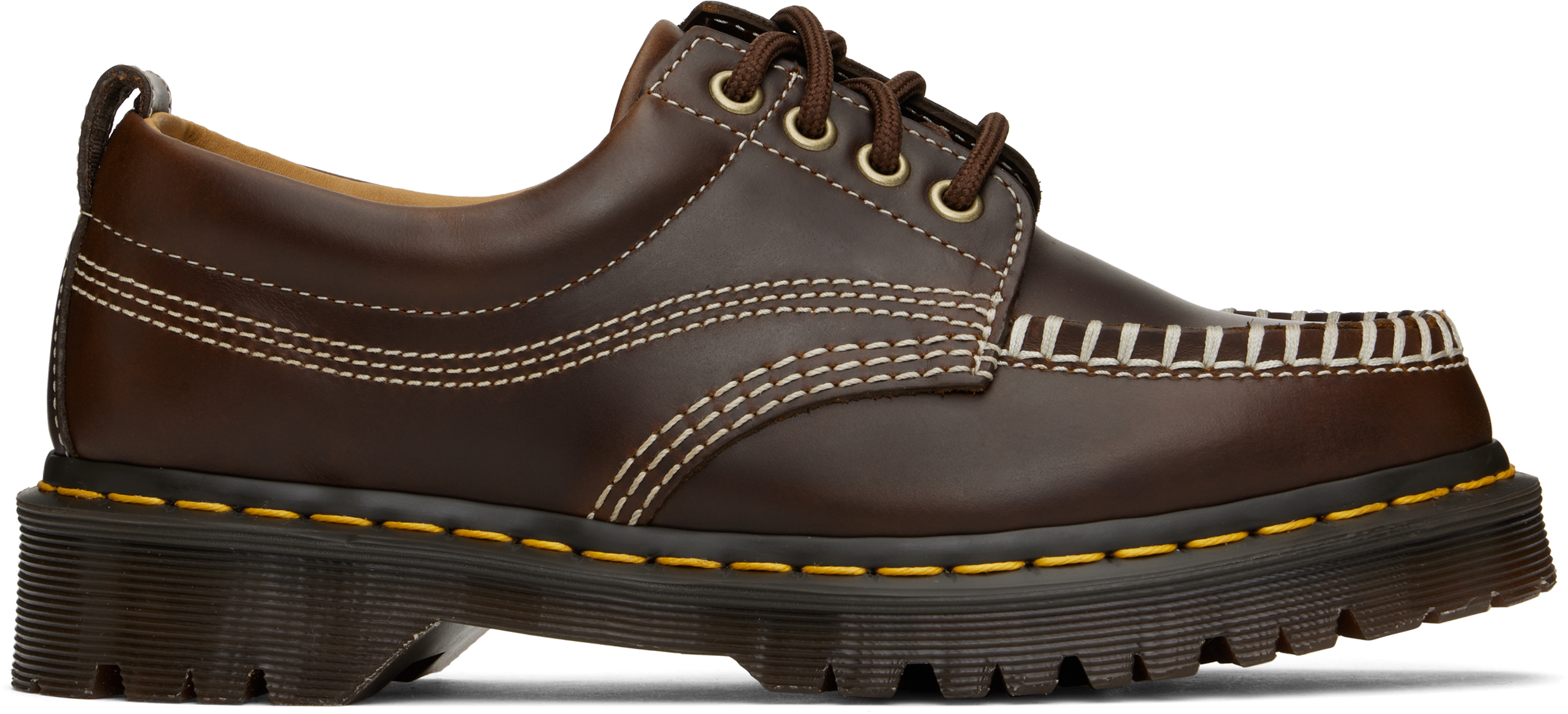 Dr. Martens: Brown Lowell Leather Derbys | SSENSE 