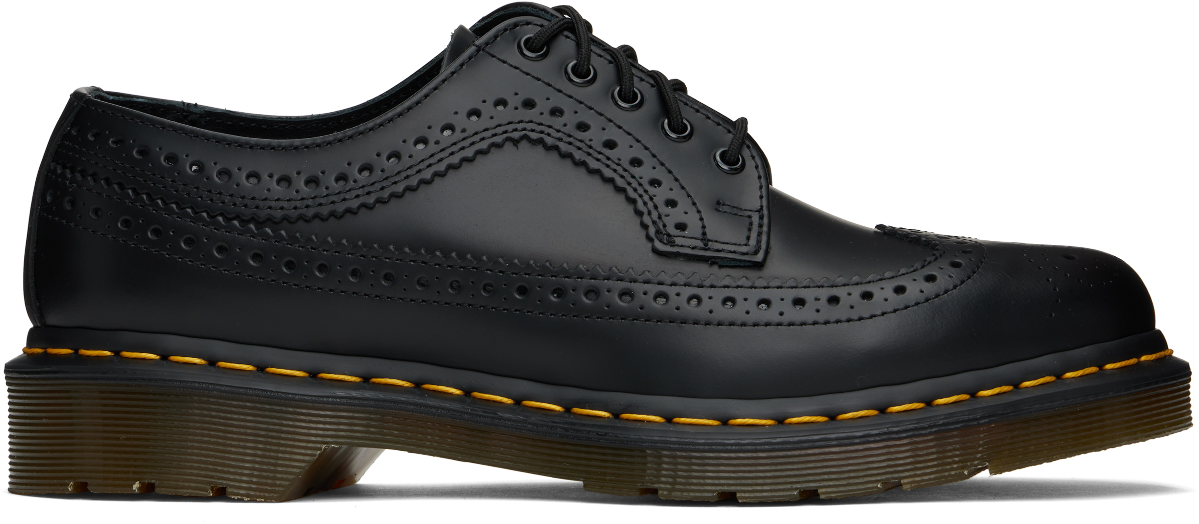 Dr. Martens Black Leather Tech Oxfords Yellow Stitching Made in England 9/10 Classic black leather Oxfords by Dr. Martens. Features  main image 2