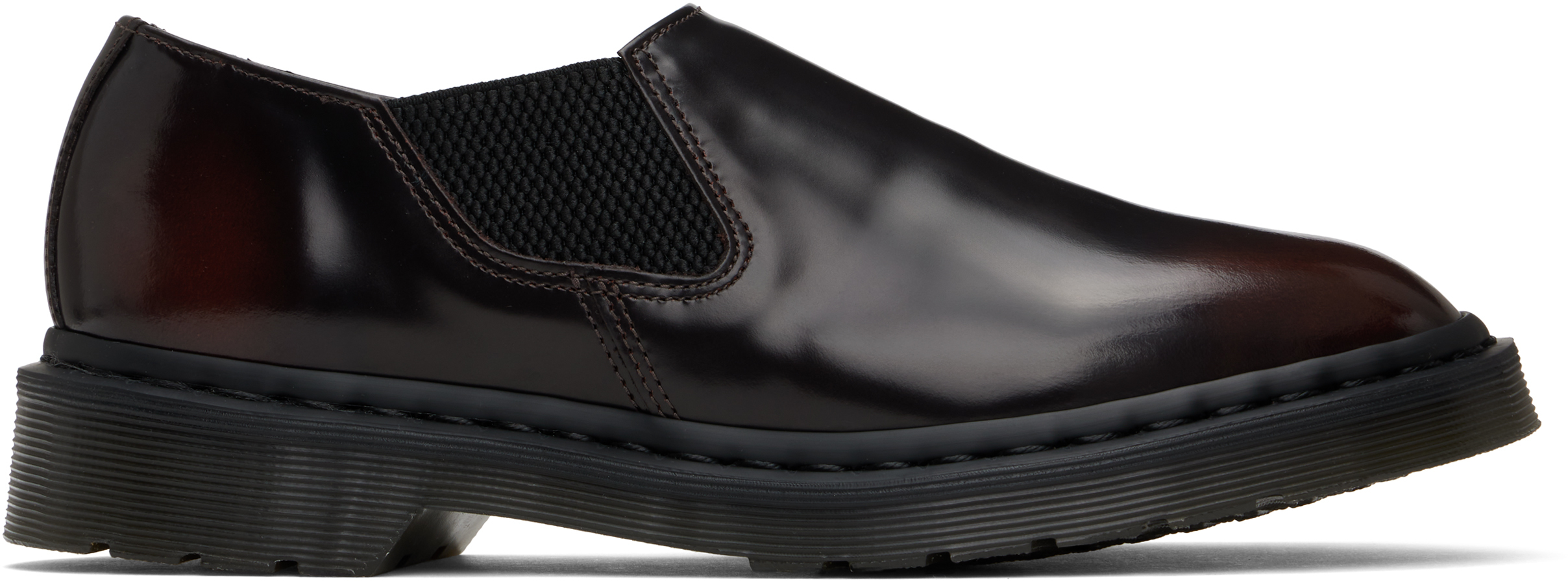 Dr. Martens' Black & Red Louis Arcadia Leather Slip-on Loafers In Cherry Red Arcadia