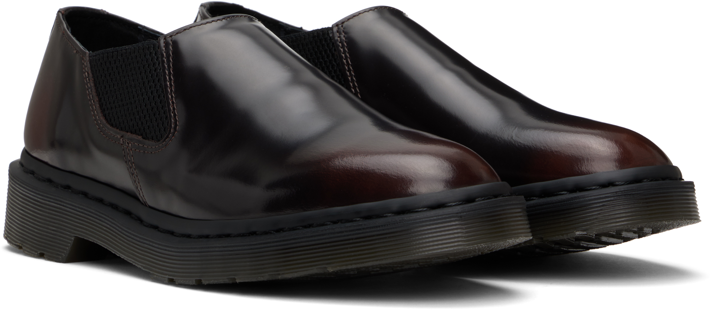 Dr. Martens' Black & Red Louis Arcadia Leather Slip-on Loafers In Cherry Red Arcadia