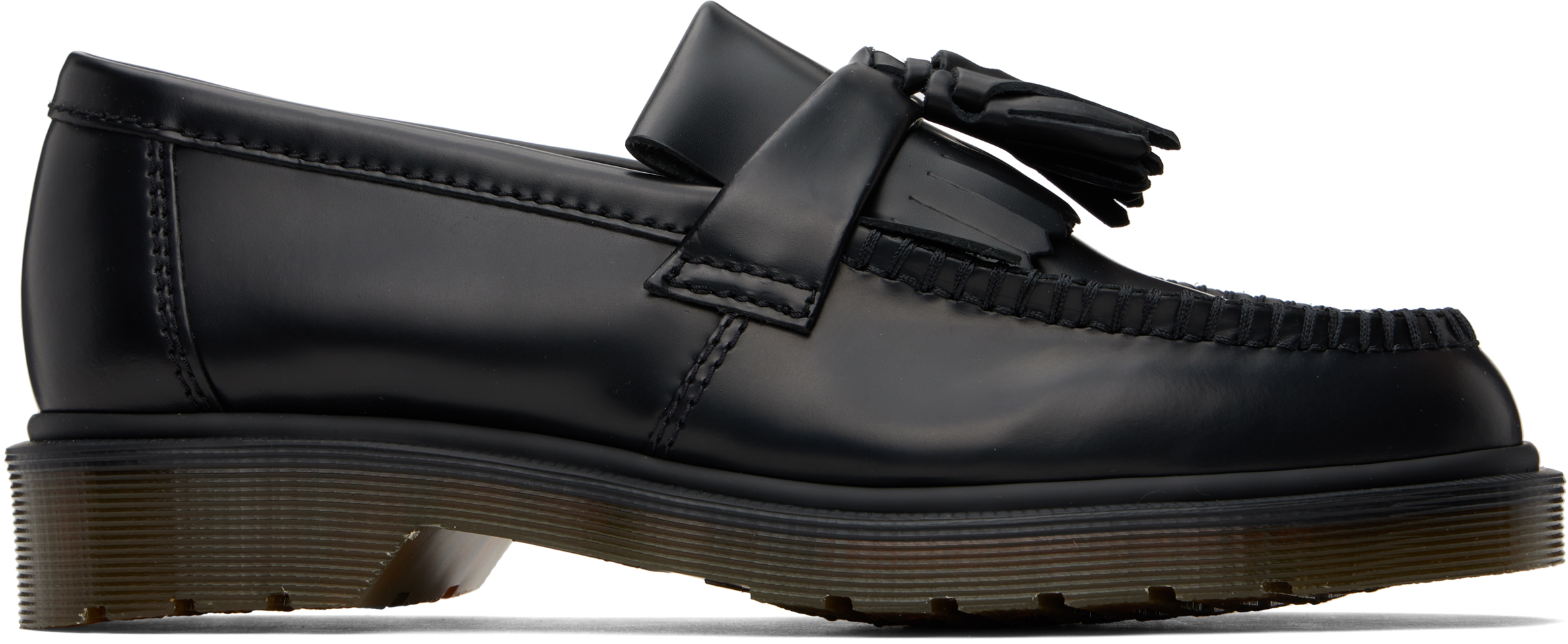 Black Adrian Smooth Leather Tassel Loafers