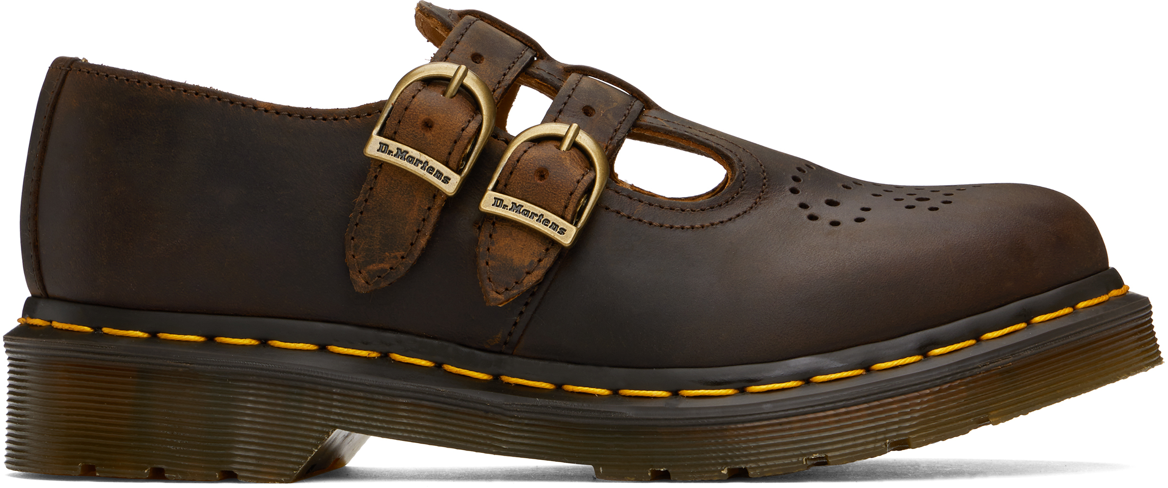 dr. martens brown 8065 crazy horse leather mary jane loafers