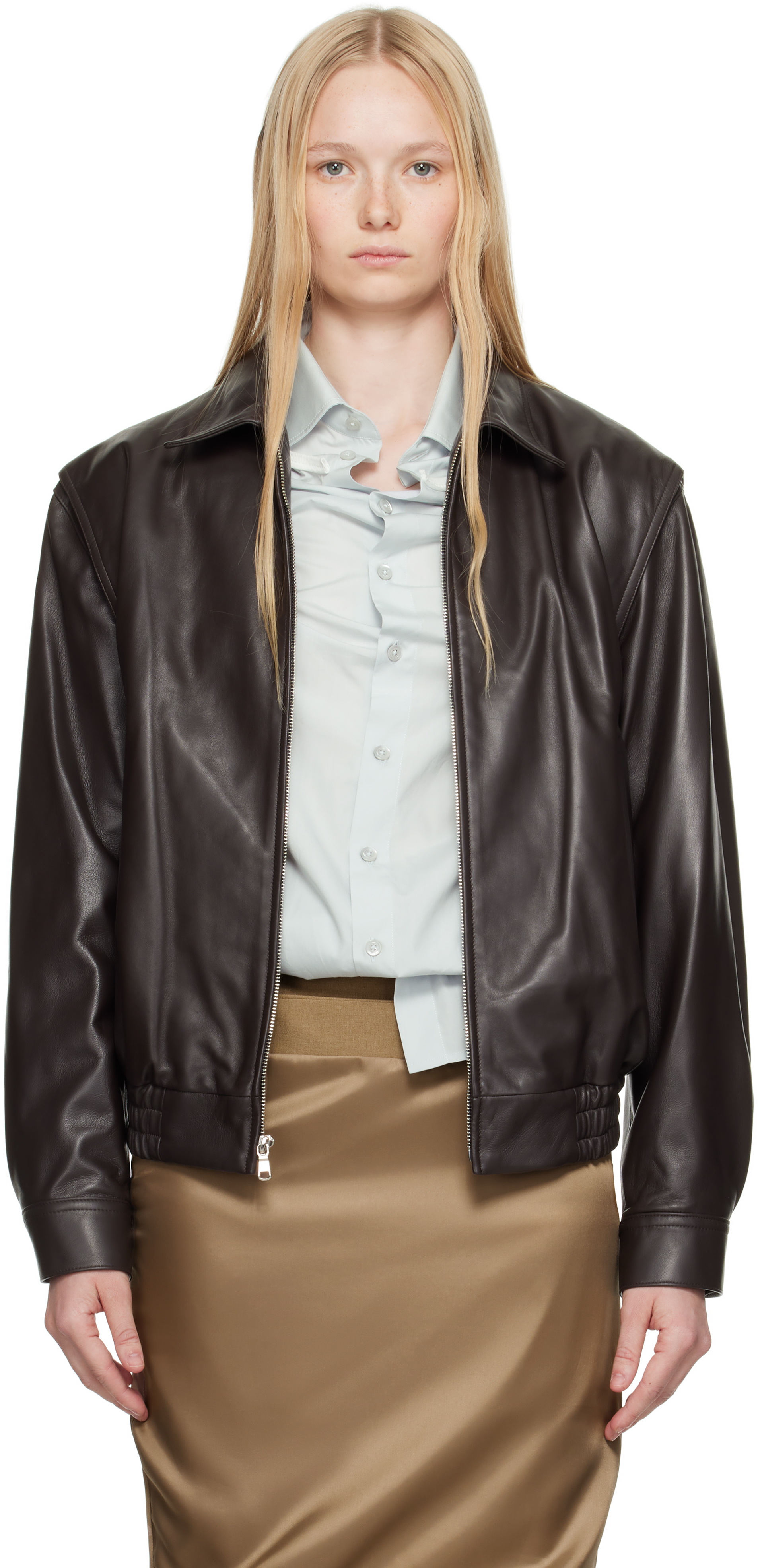 【関税込み】Commission ブラウン Garrison レザージャケット Brown Garrison Leather Jacket by Commission on Sale