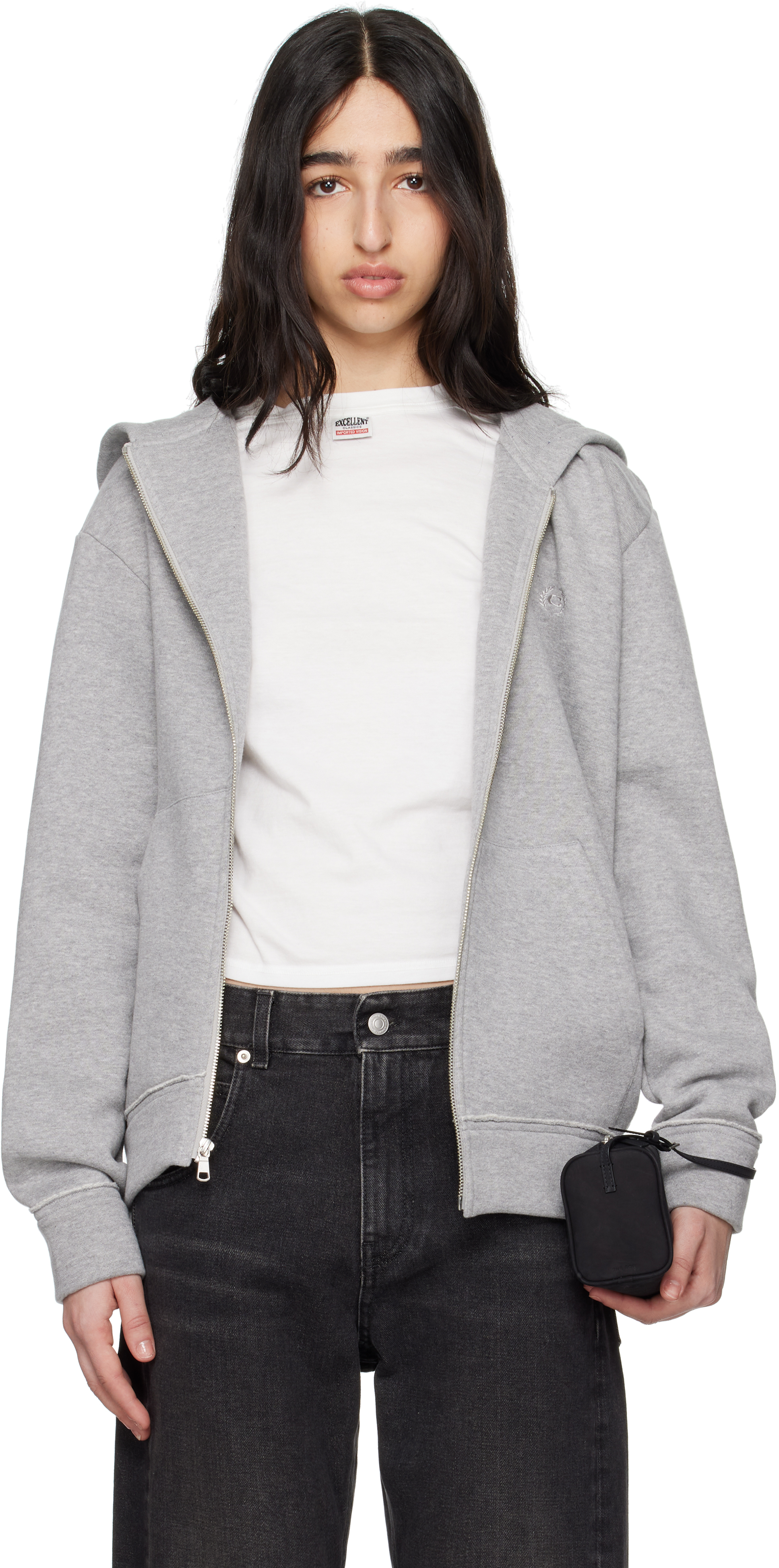 Gray Twisted Zip-Up Hoodie by Commission on Sale