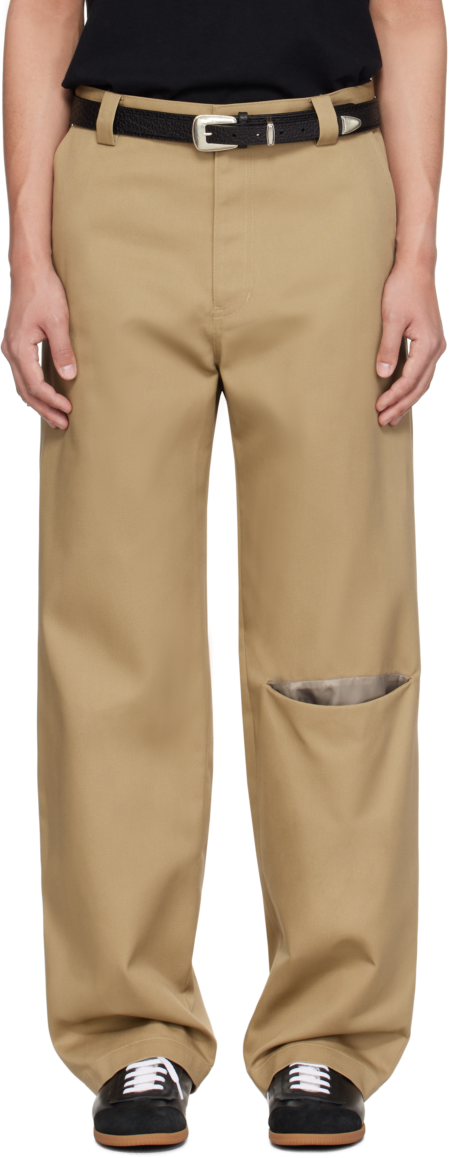 Beige Slash Chino Trousers