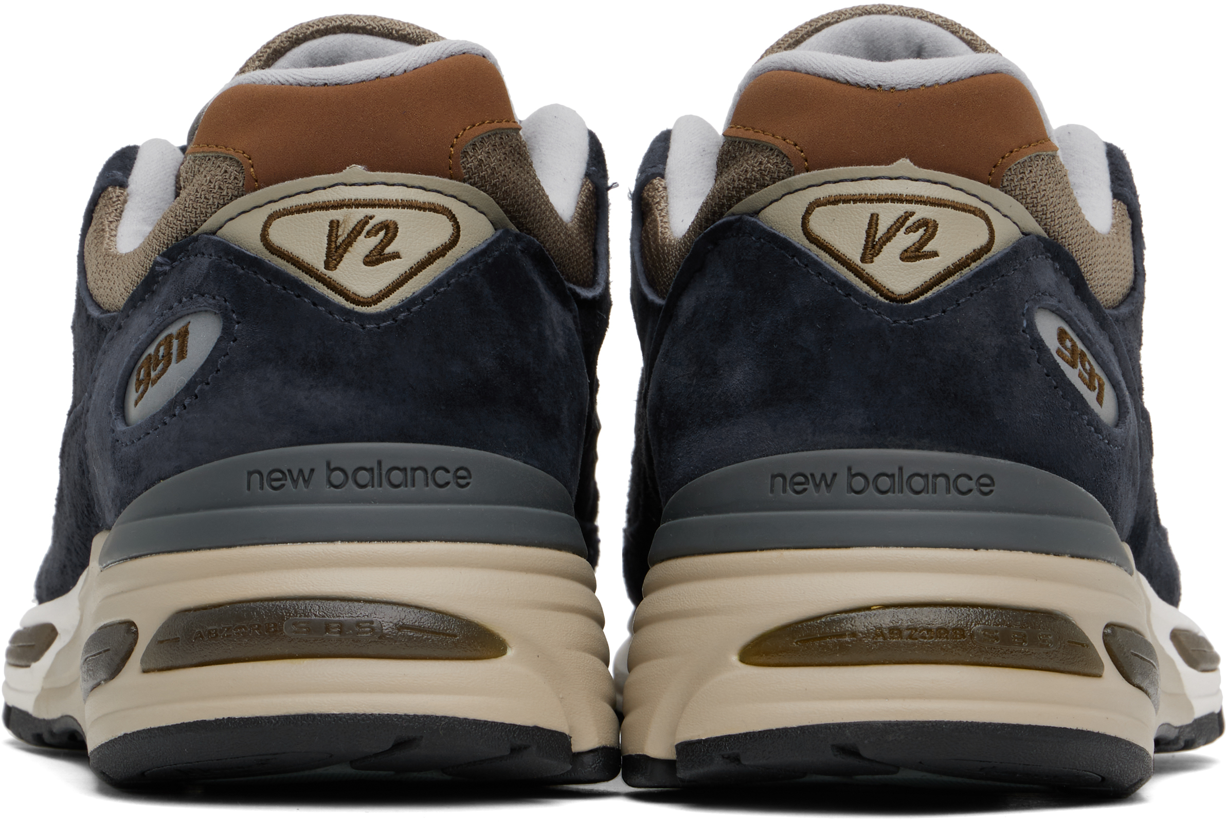 New Balance Black & Beige 'made In Uk' 991v2 Sneakers In After Midnight/sepia