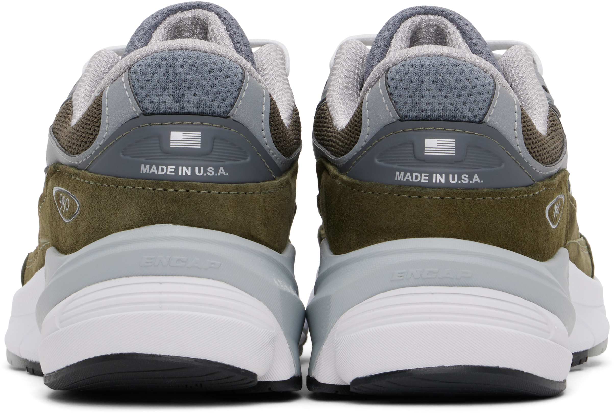NEW BALANCE GREEN & GRAY MADE IN USA 990V6 SNEAKERS
