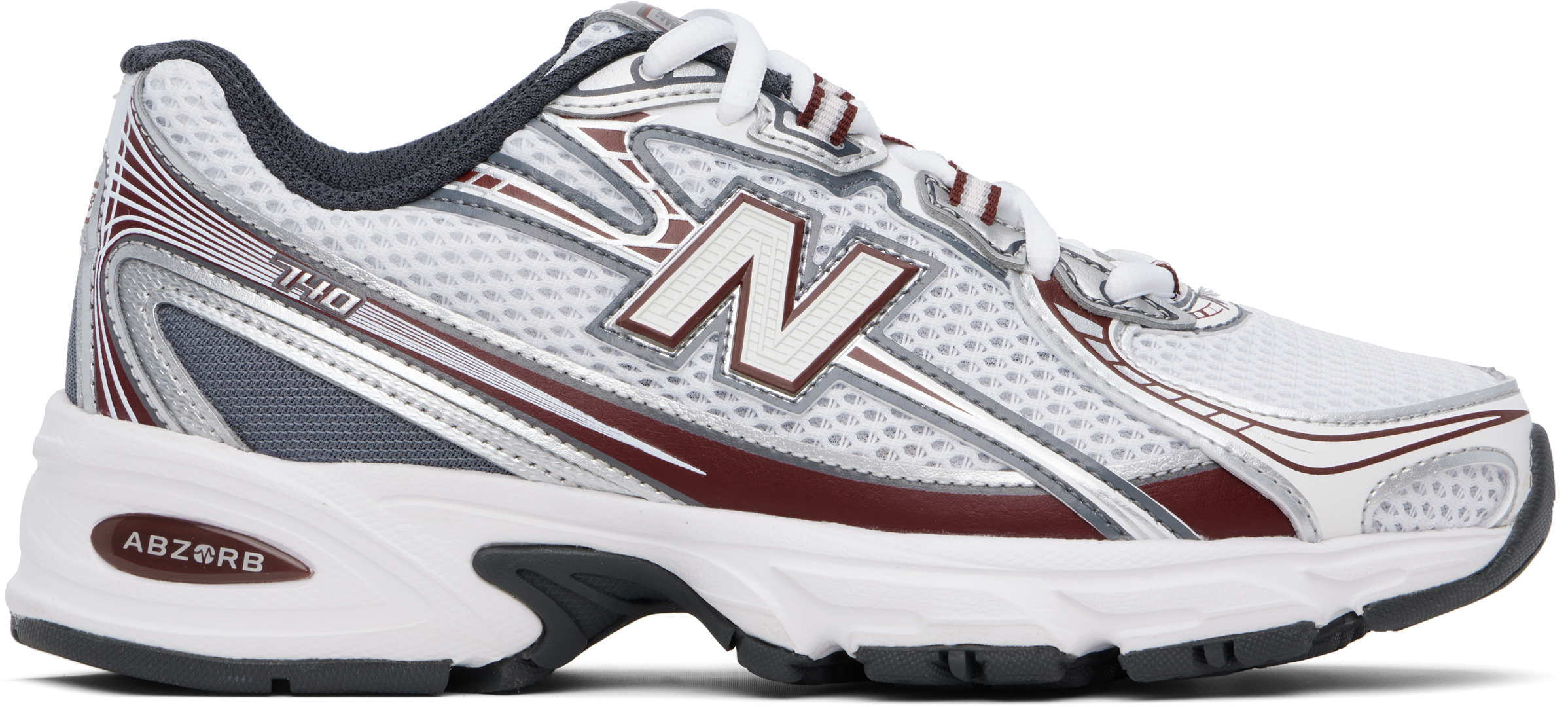 White & Burgundy 740 Sneakers