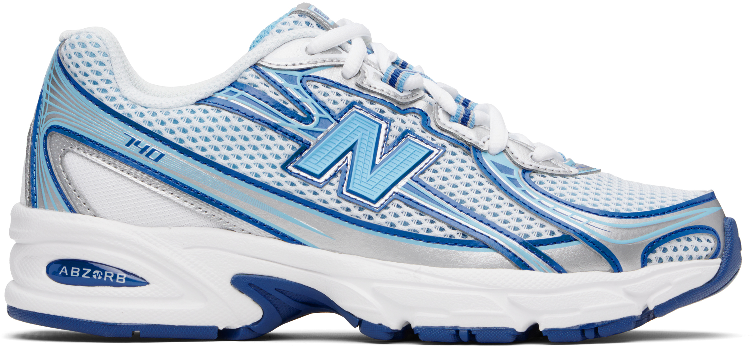 White & Blue 740 Sneakers