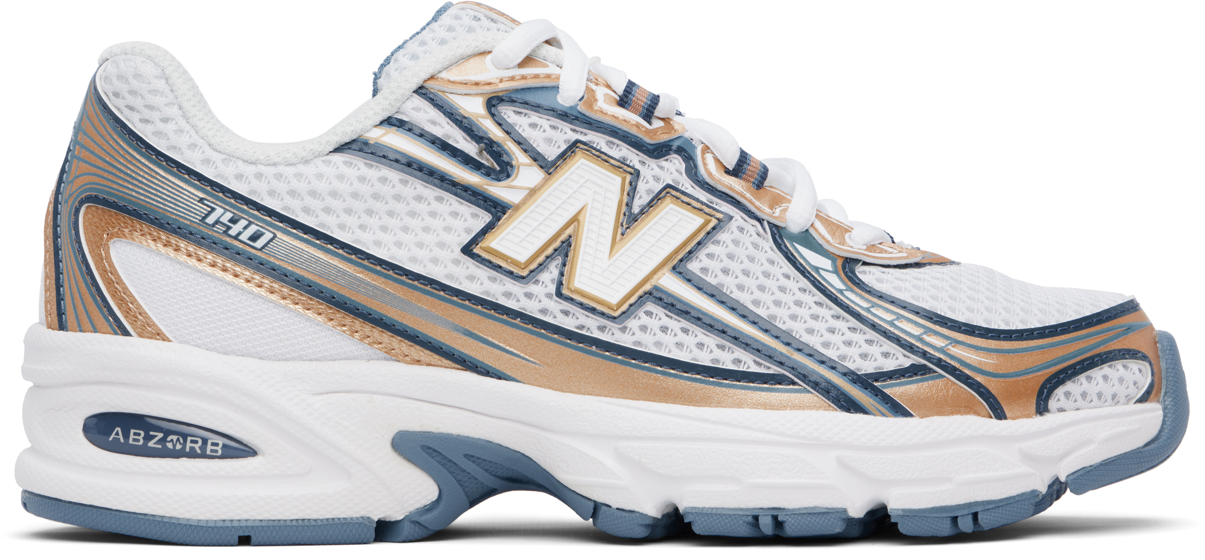 New Balance White & Tan 740 Trainers