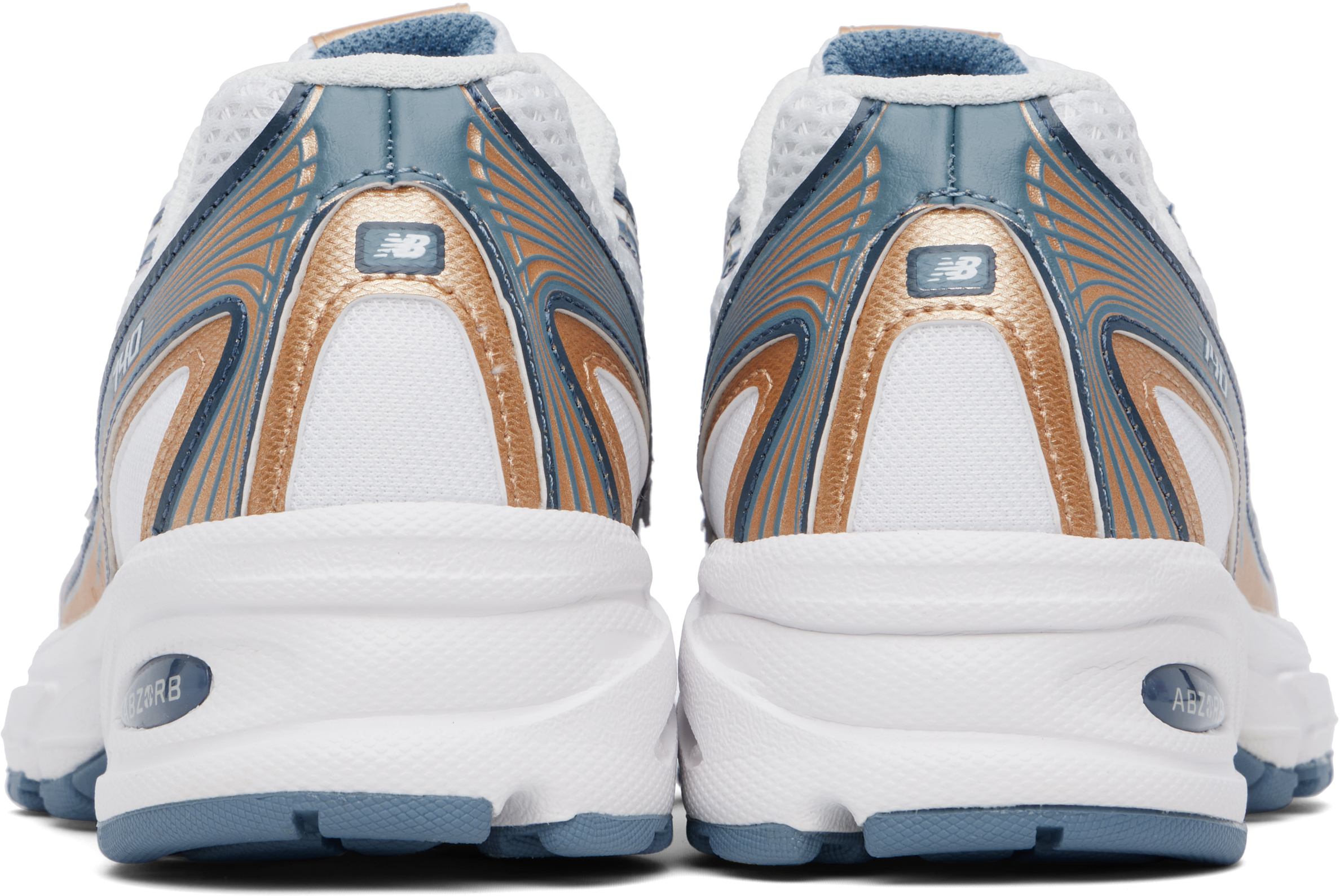 New Balance White & Tan 740 Sneakers