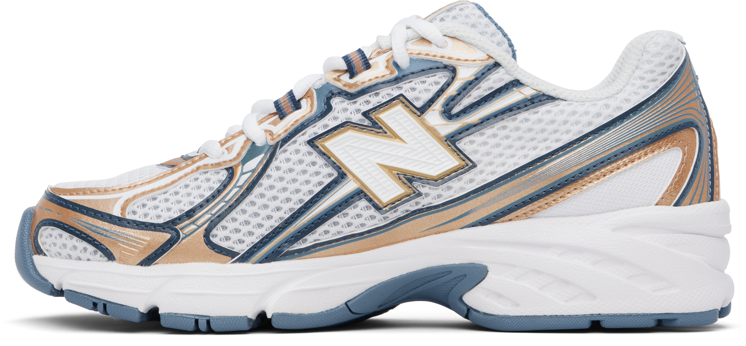 New Balance White & Tan 740 Sneakers