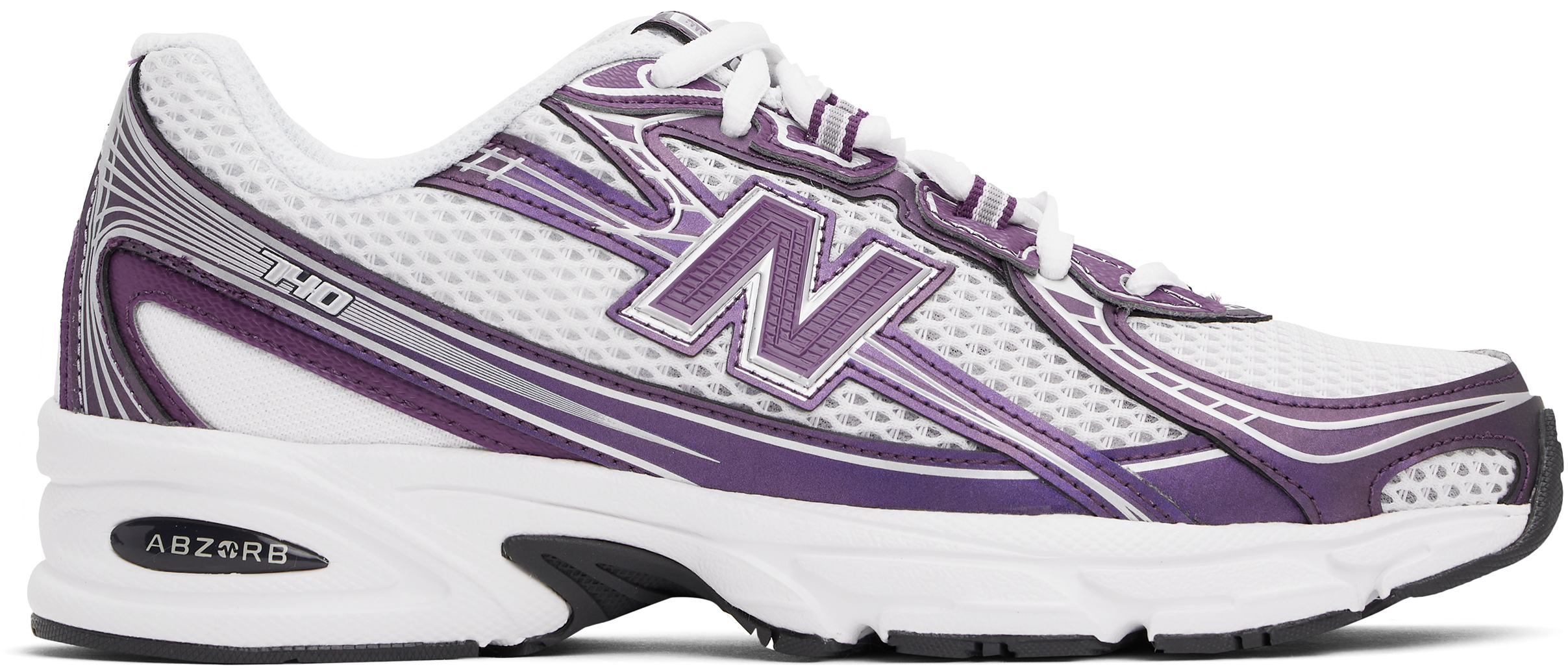 White & Purple 740 Sneakers