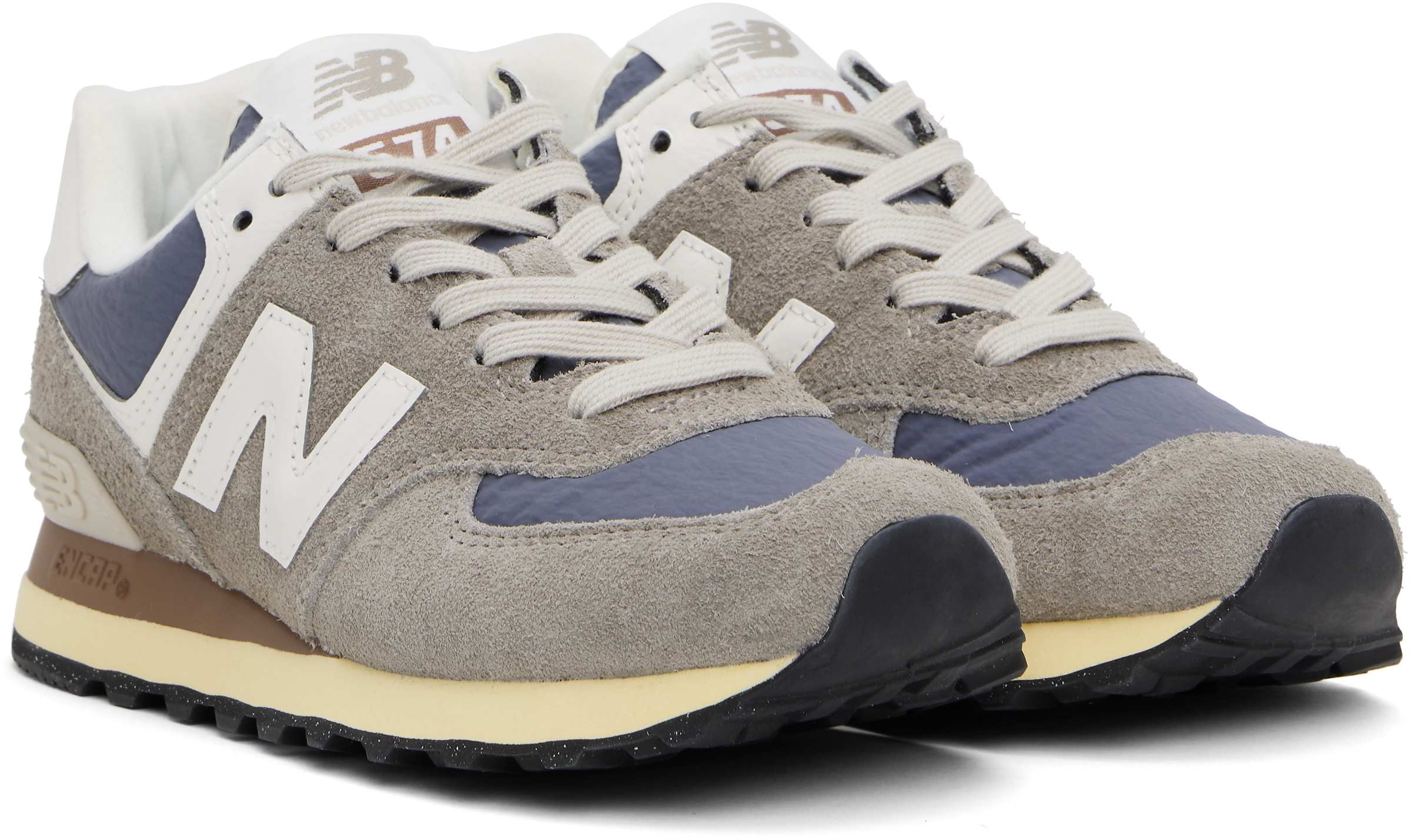 New Balance Taupe & Navy 574 Sneakers In Arid Stone