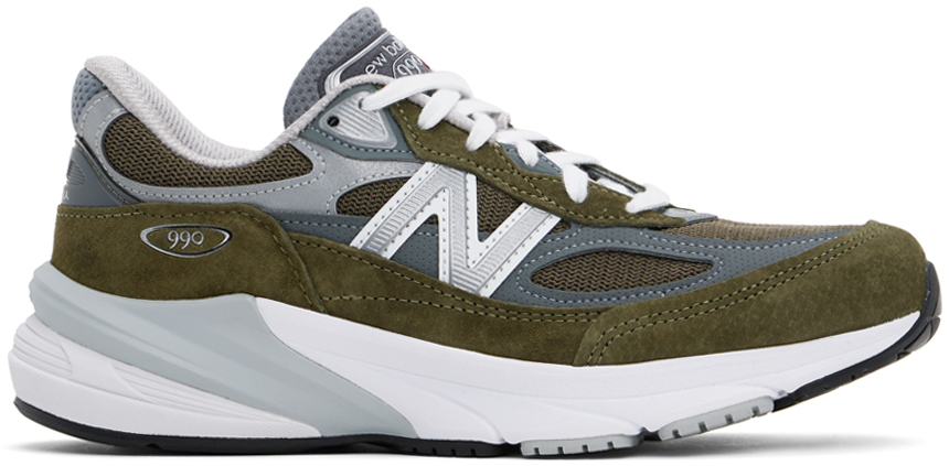 人気！NEW BALANCEグリーン＆グレーMade in USA 990v6スニーカー New Balance: グリーン Made in USA 990v6 スニーカー | SSENSE 日本