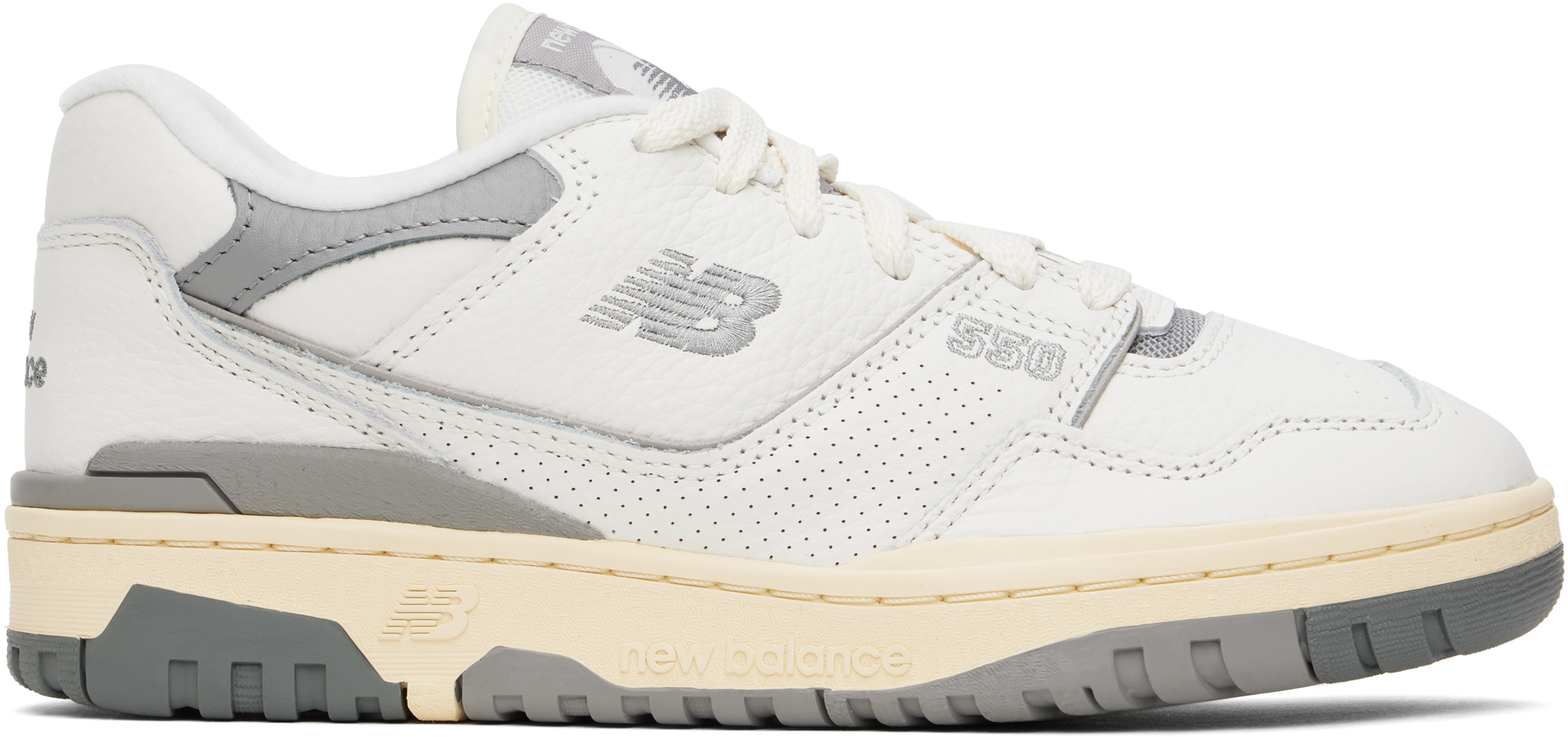 White & Gray 550 Sneakers by New Balance on Sale