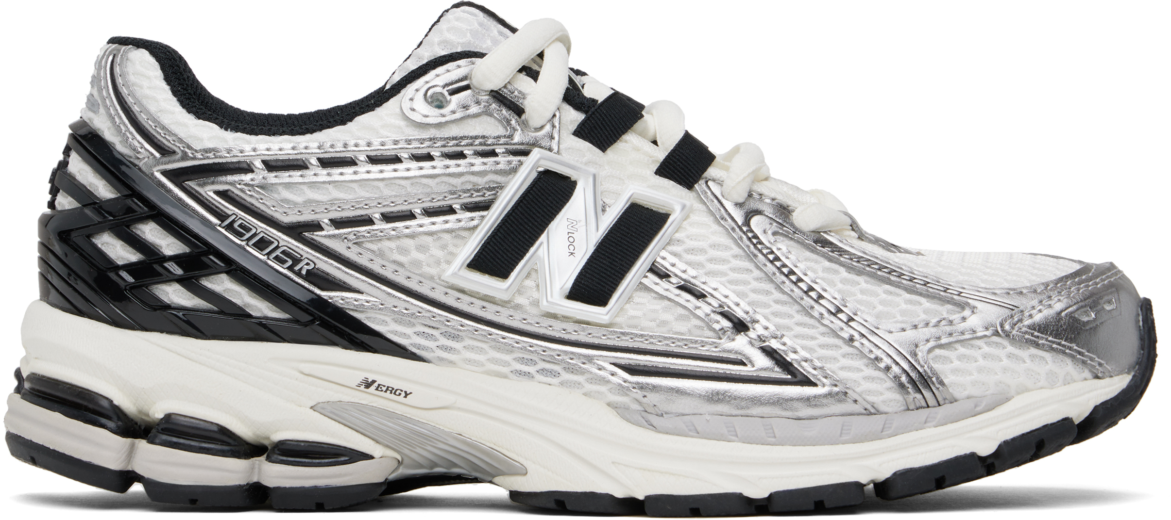 White & Silver 1906R Sneakers