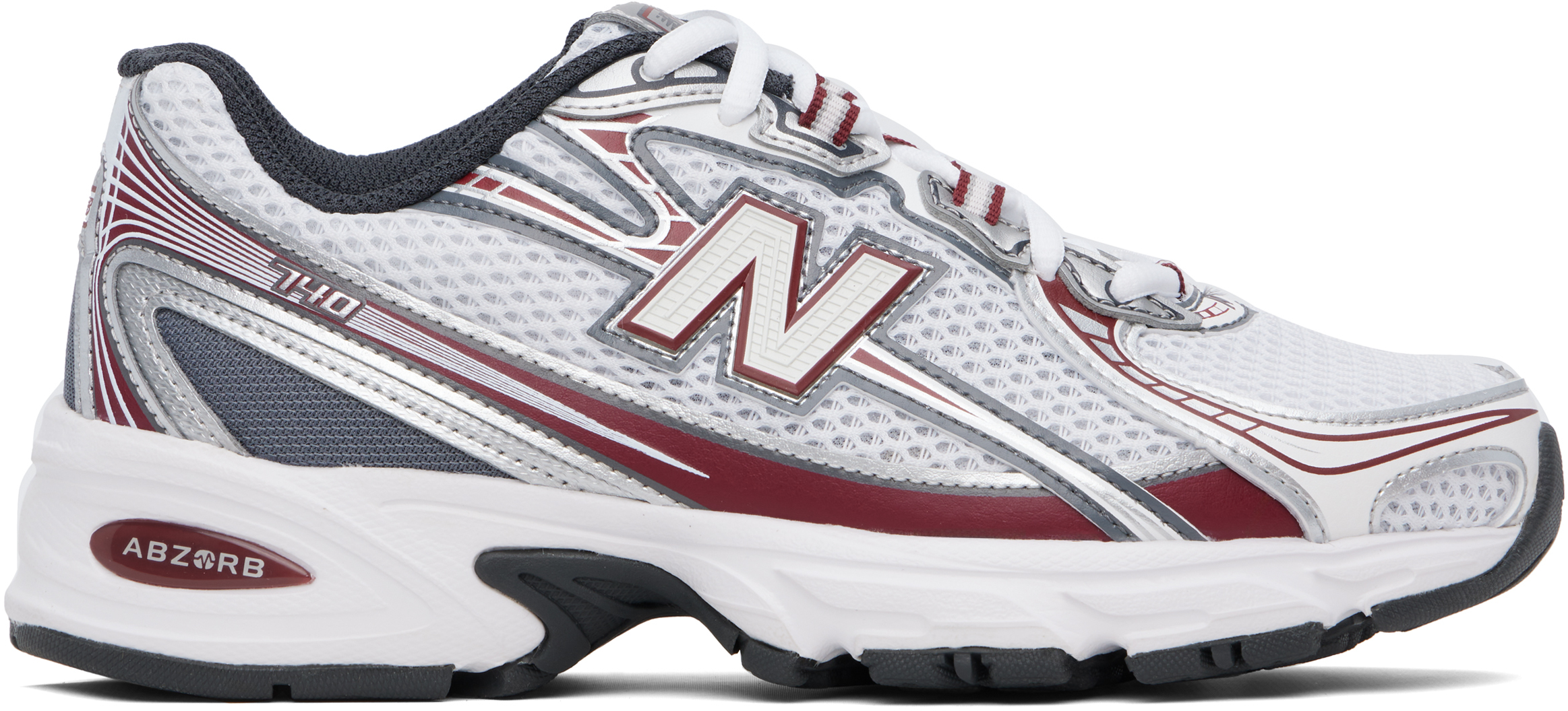 White & Burgundy 740 Sneakers